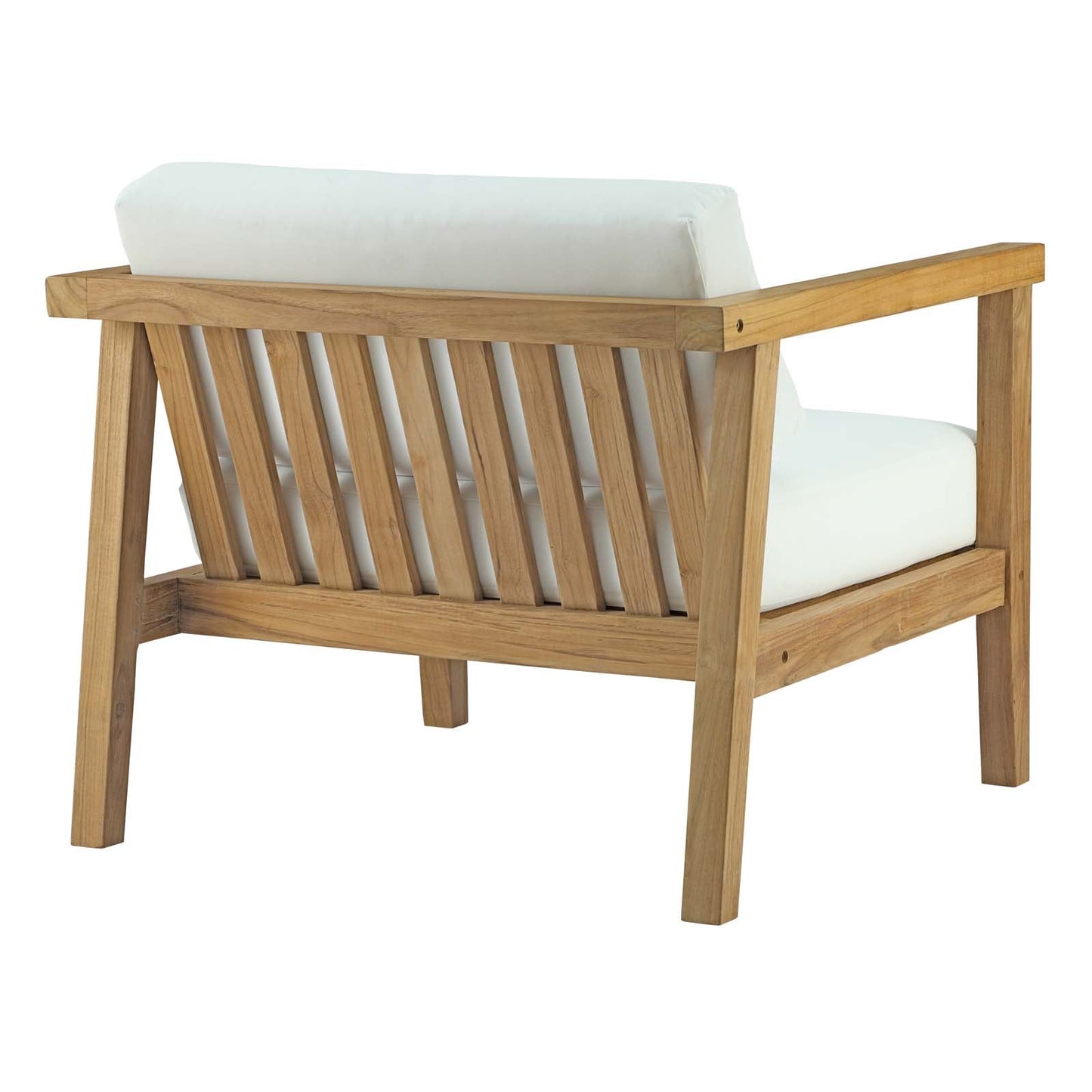 Bayport Outdoor Patio Teak Armchair Natural White EEI-2695-NAT-WHI