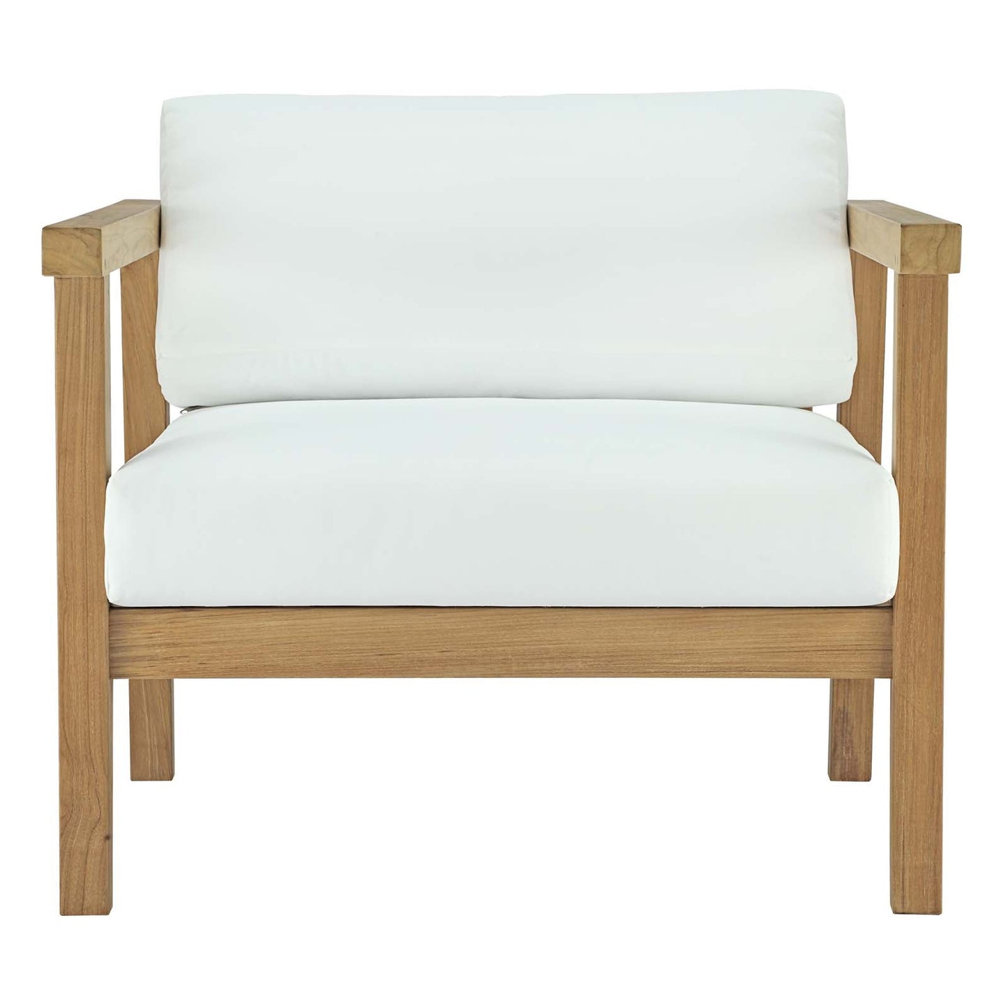 Bayport Outdoor Patio Teak Armchair Natural White EEI-2695-NAT-WHI