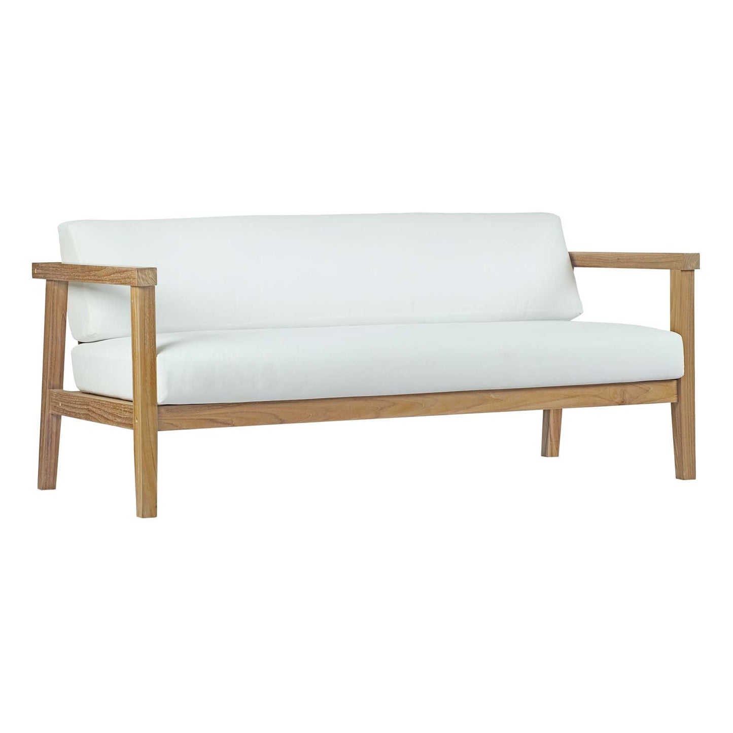 Bayport Outdoor Patio Teak Sofa Natural White EEI-2696-NAT-WHI