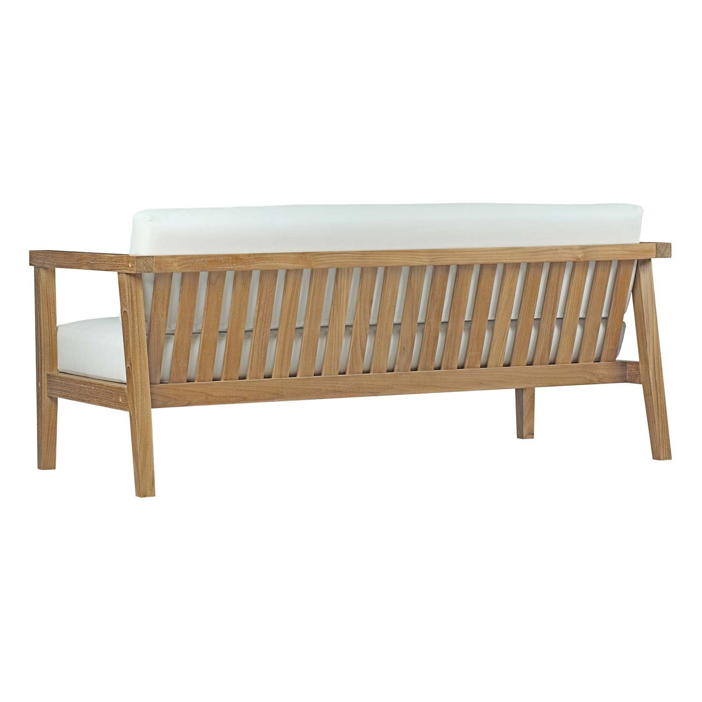 Bayport Outdoor Patio Teak Sofa Natural White EEI-2696-NAT-WHI