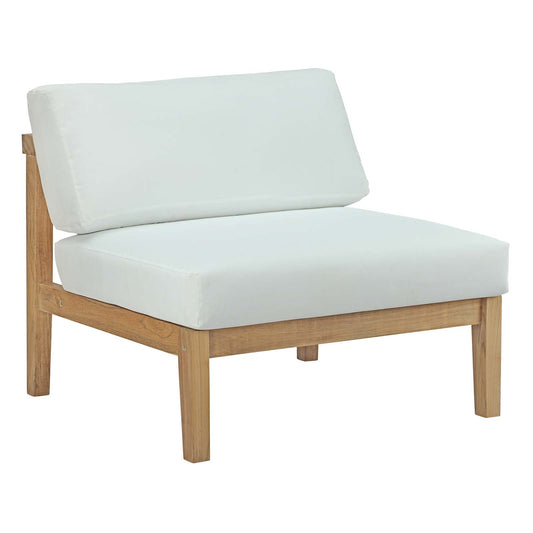 Bayport Outdoor Patio Teak Armless Natural White EEI-2697-NAT-WHI