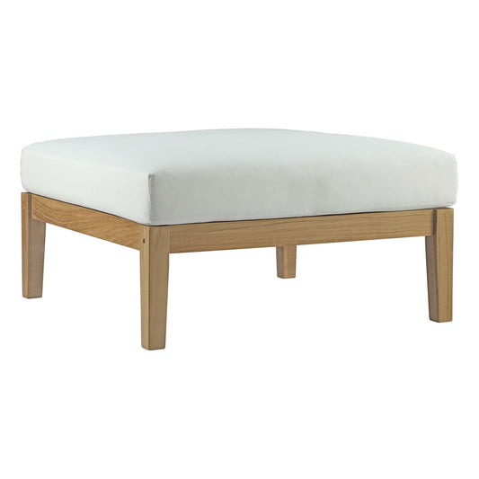 Bayport Outdoor Patio Teak Ottoman Natural White EEI-2698-NAT-WHI