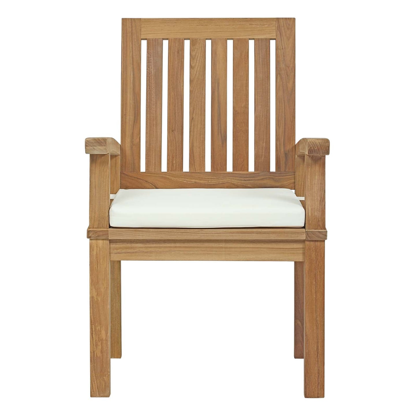 Marina Outdoor Patio Teak Dining Chair Natural White EEI-2701-NAT-WHI