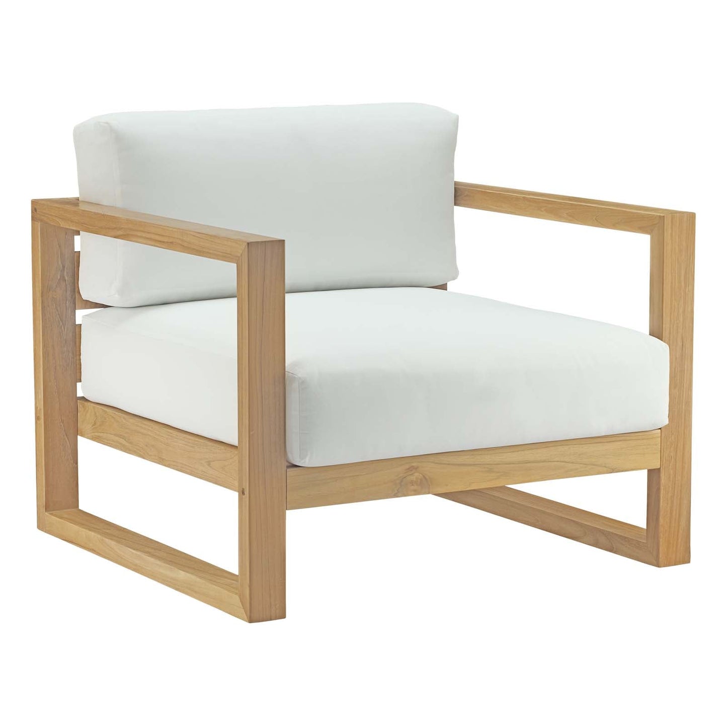 Upland Outdoor Patio Teak Armchair Natural White EEI-2706-NAT-WHI