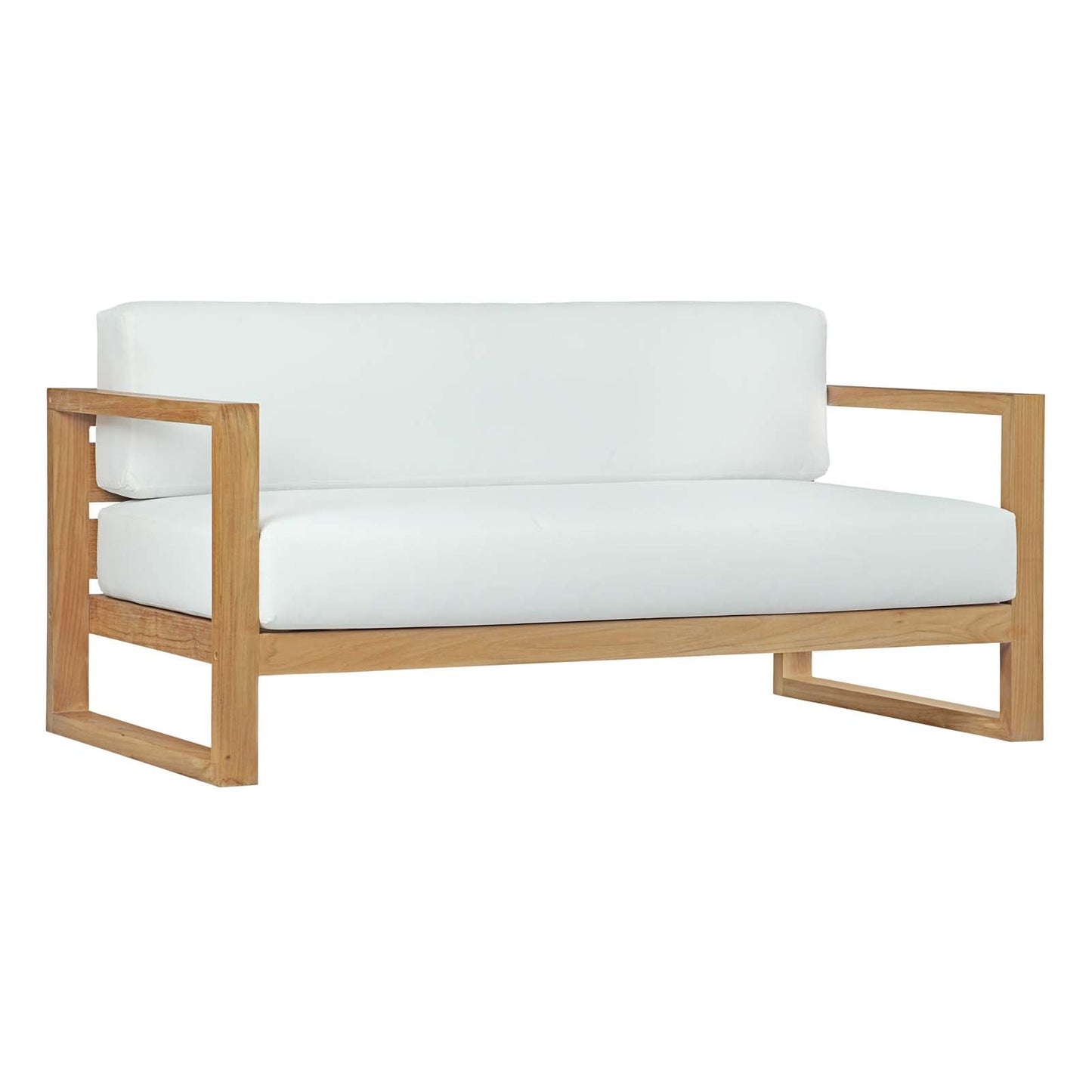 Upland Outdoor Patio Teak Sofa Natural White EEI-2707-NAT-WHI