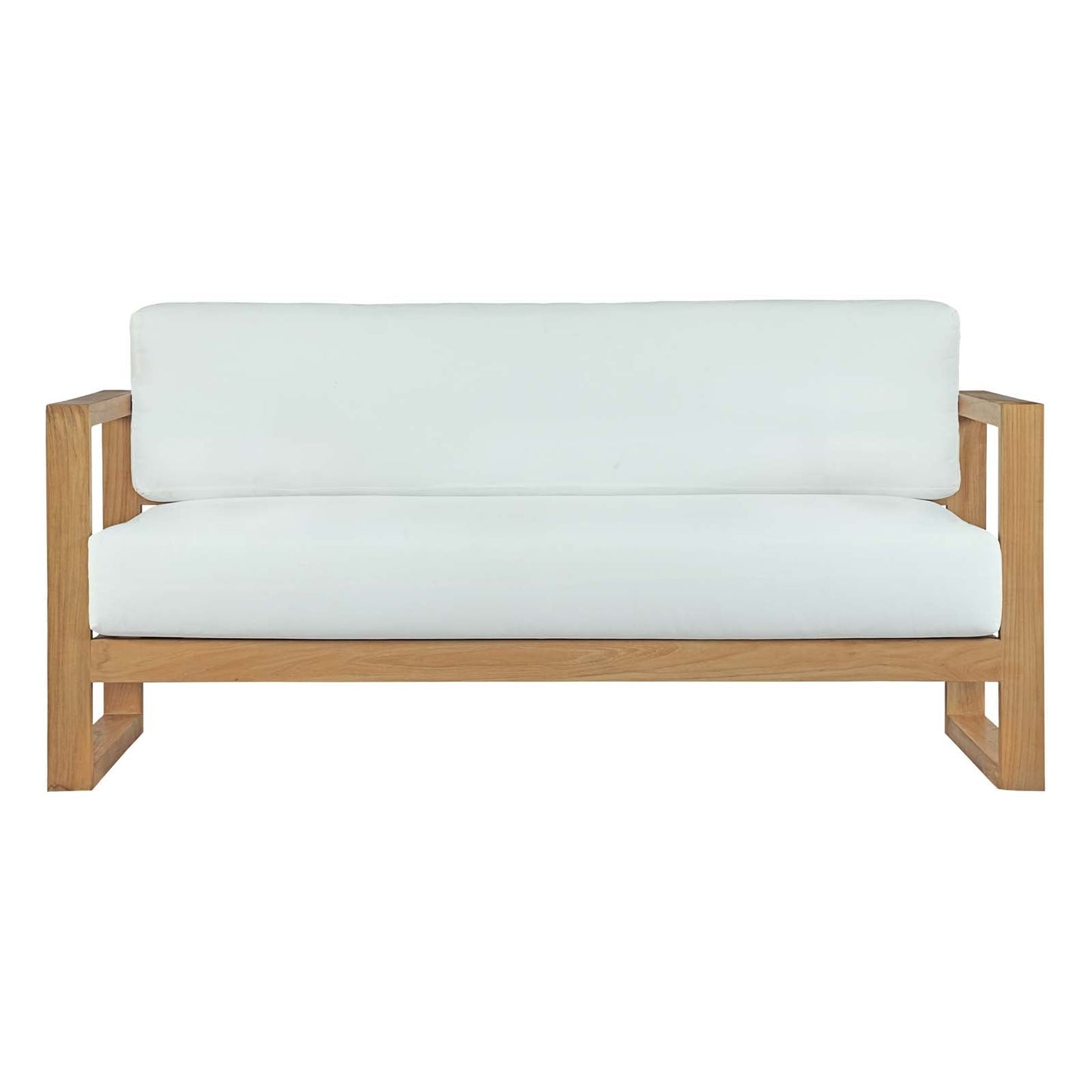 Upland Outdoor Patio Teak Sofa Natural White EEI-2707-NAT-WHI