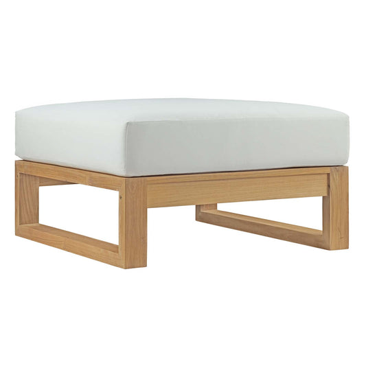 Upland Outdoor Patio Teak Ottoman Natural White EEI-2708-NAT-WHI