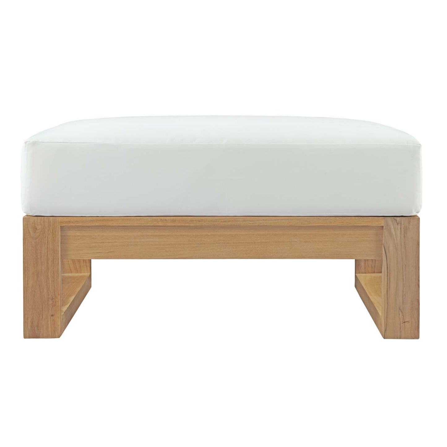 Upland Outdoor Patio Teak Ottoman Natural White EEI-2708-NAT-WHI