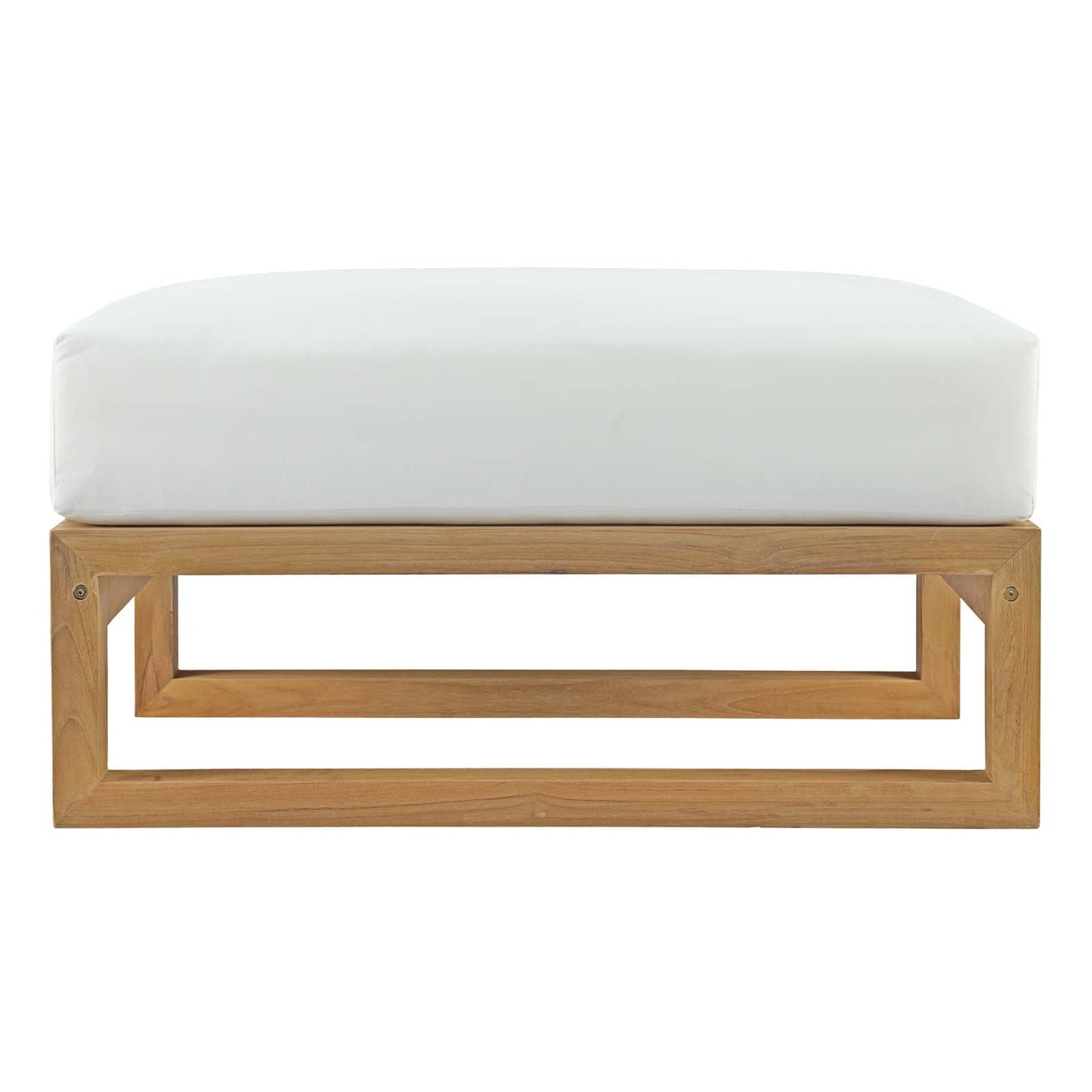 Upland Outdoor Patio Teak Ottoman Natural White EEI-2708-NAT-WHI