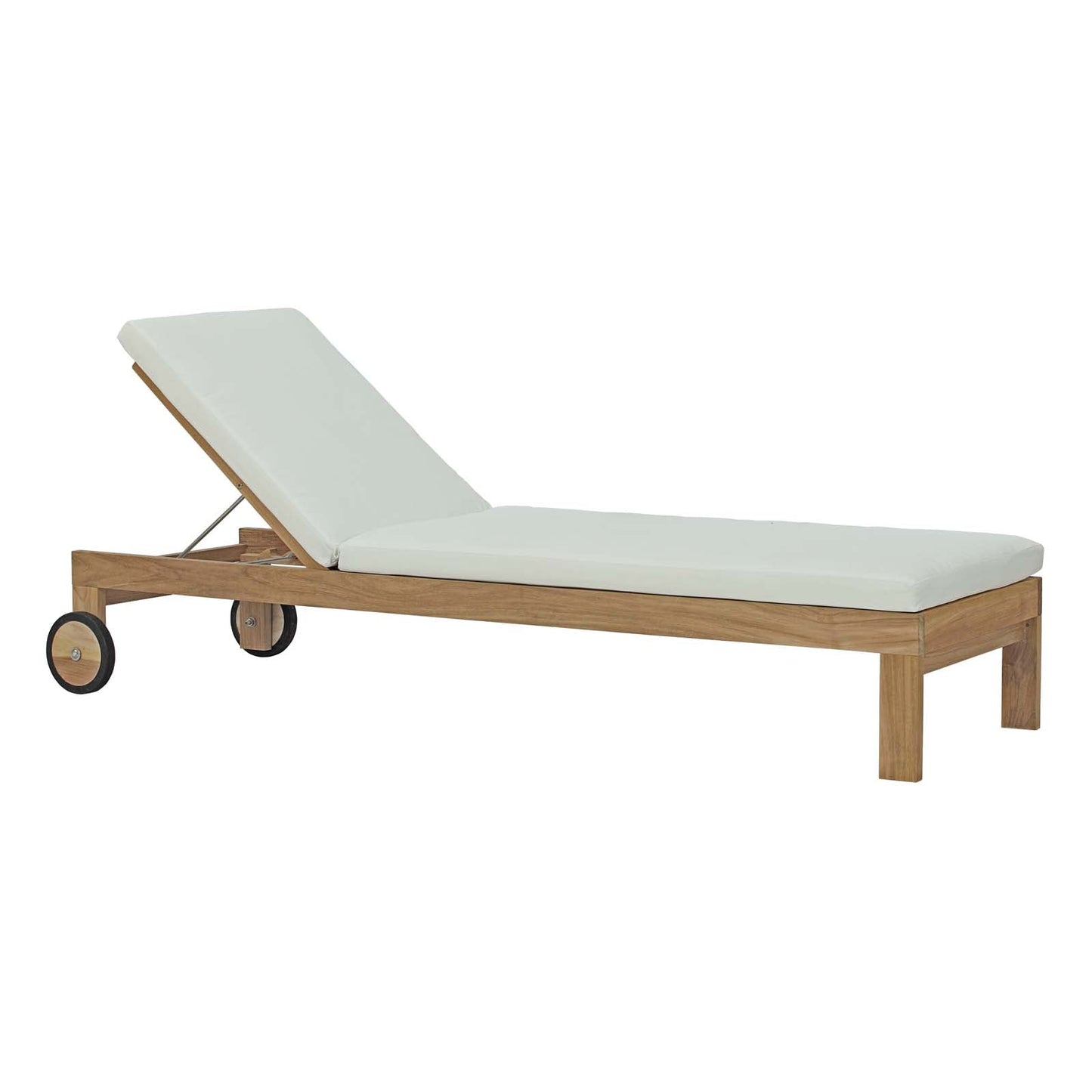 Upland Outdoor Patio Teak Chaise Natural White EEI-2711-NAT-WHI