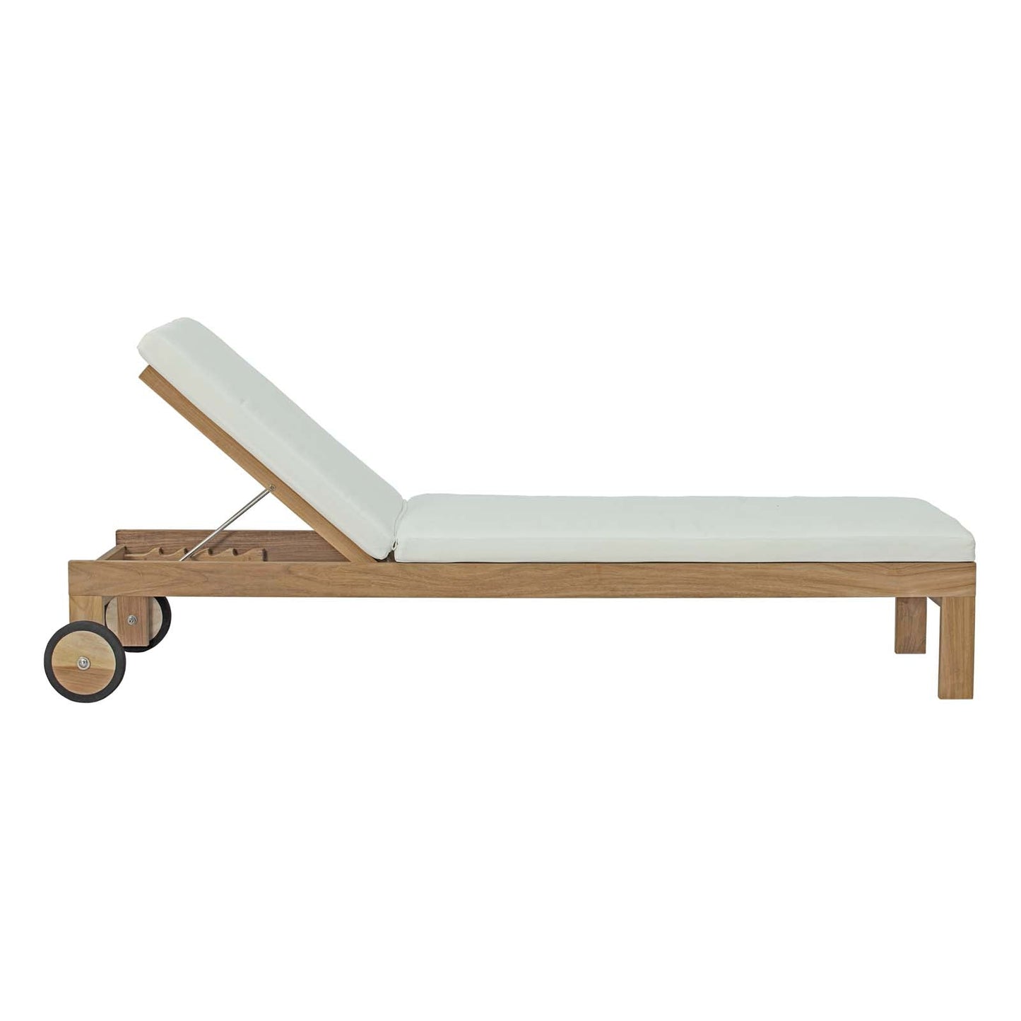 Upland Outdoor Patio Teak Chaise Natural White EEI-2711-NAT-WHI