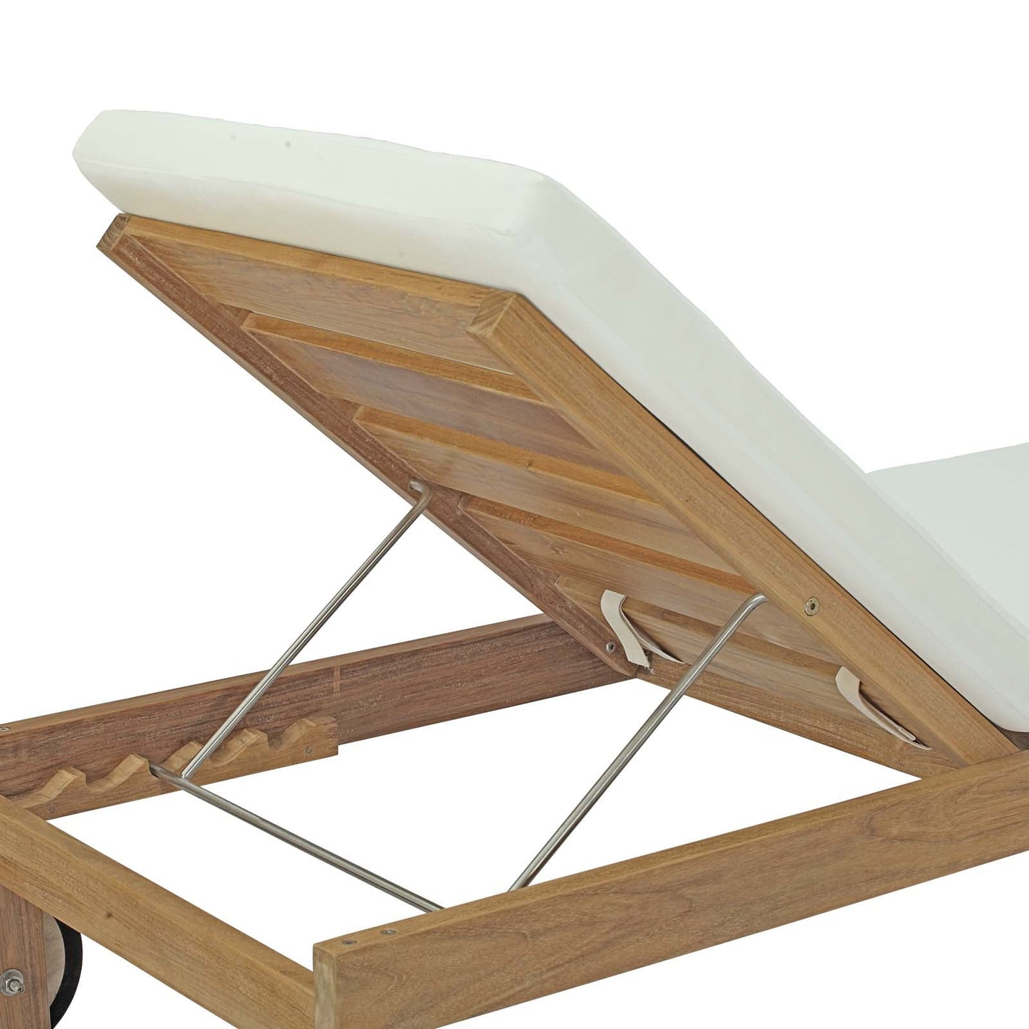 Upland Outdoor Patio Teak Chaise Natural White EEI-2711-NAT-WHI