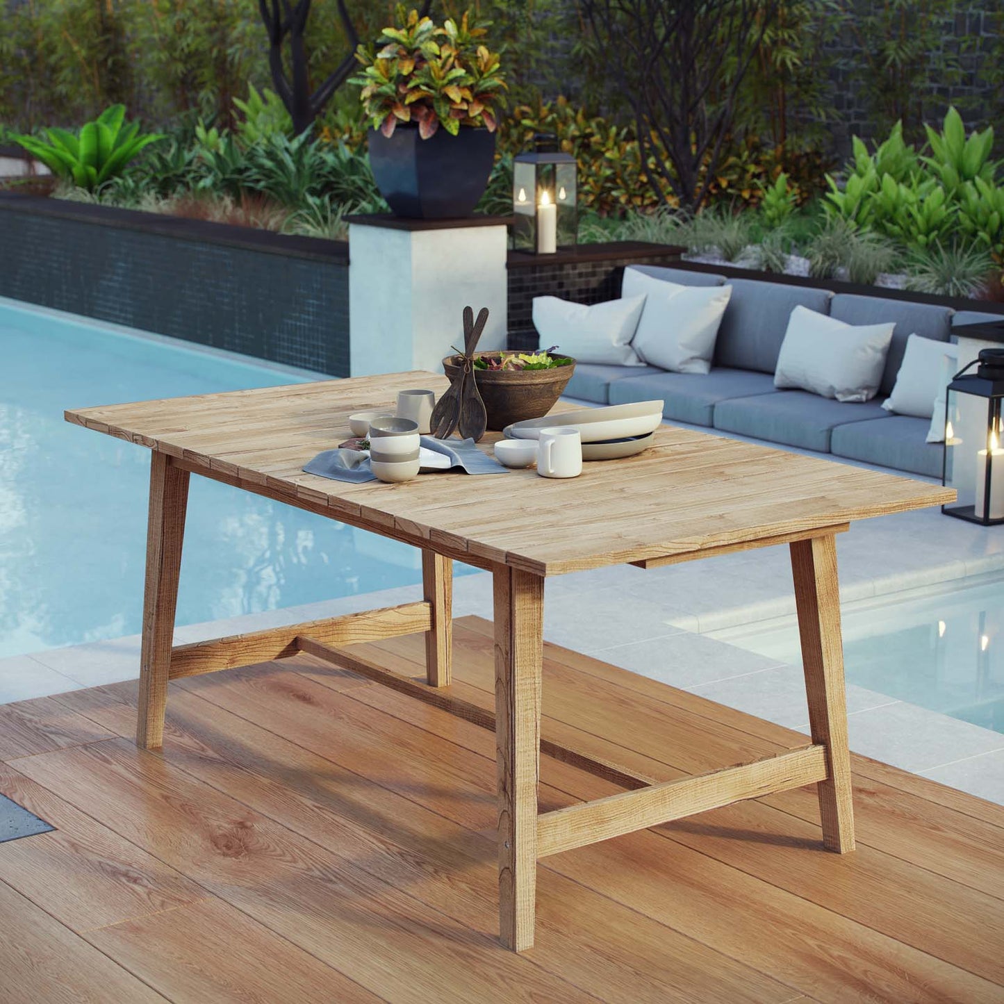 Dorset Outdoor Patio Teak Dining Table Natural EEI-2712-NAT