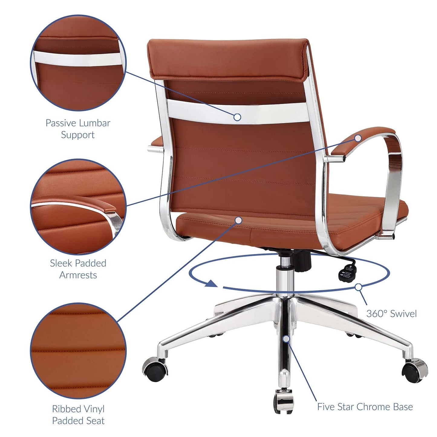 Jive Mid Back Office Chair Terracotta EEI-273-TER