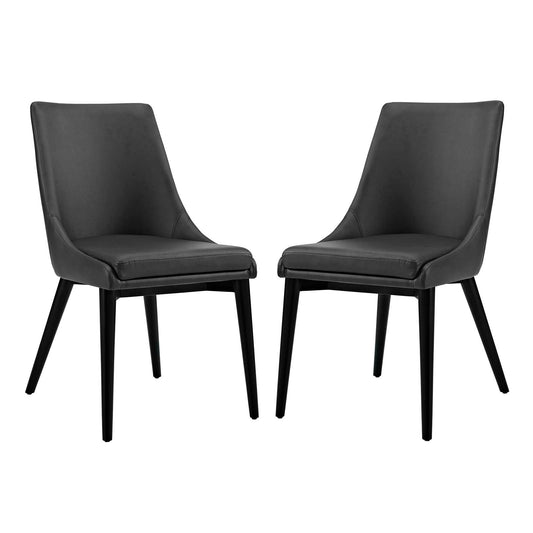 Viscount Dining Side Chair Vinyl Set of 2 Black EEI-2744-BLK-SET