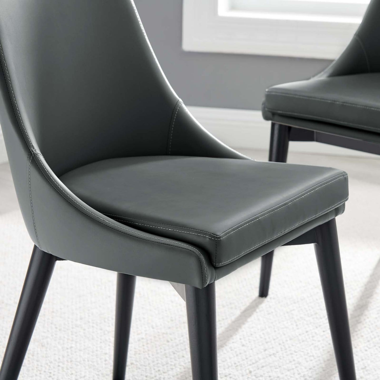 Viscount Dining Side Chair Vinyl Set of 2 Gray EEI-2744-GRY-SET