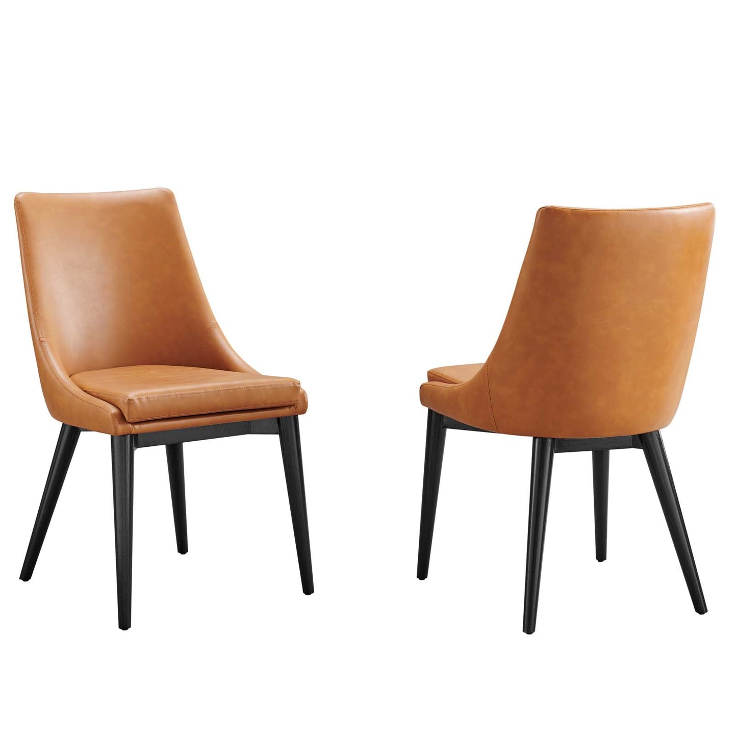 Viscount Dining Side Chair Vinyl Set of 2 Tan EEI-2744-TAN-SET