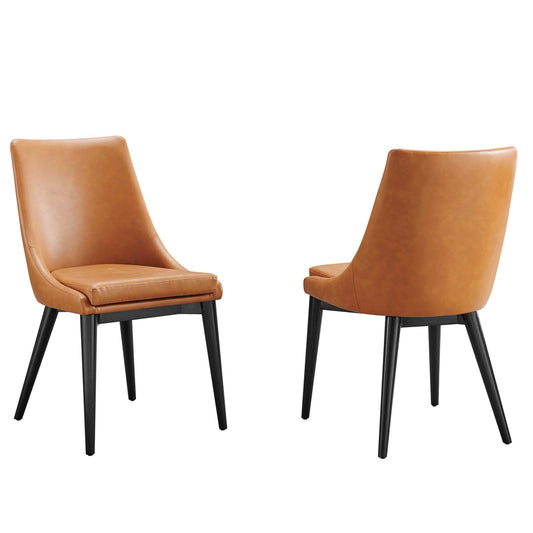 Viscount Dining Side Chair Vinyl Set of 2 Tan EEI-2744-TAN-SET