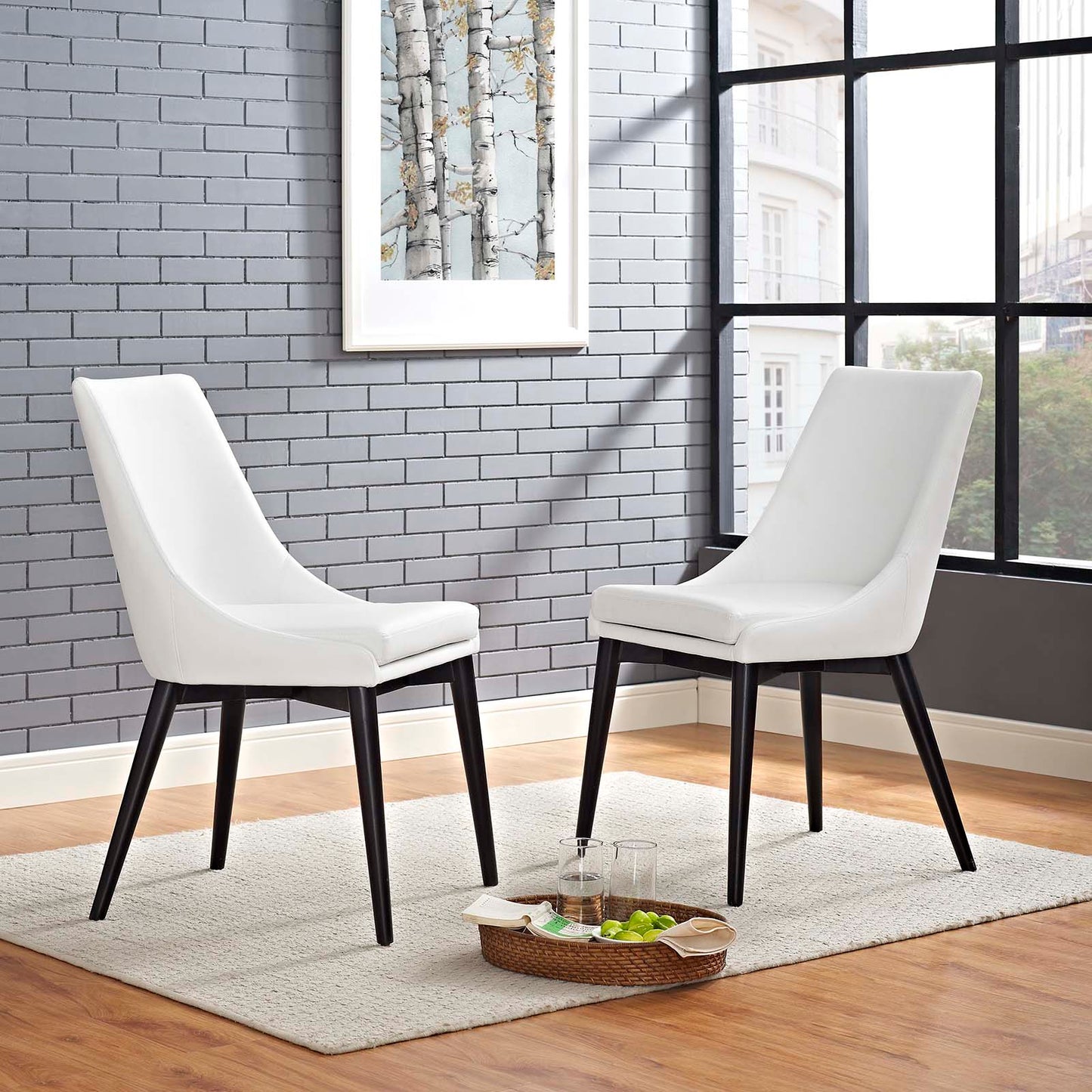 Viscount Dining Side Chair Vinyl Set of 2 White EEI-2744-WHI-SET