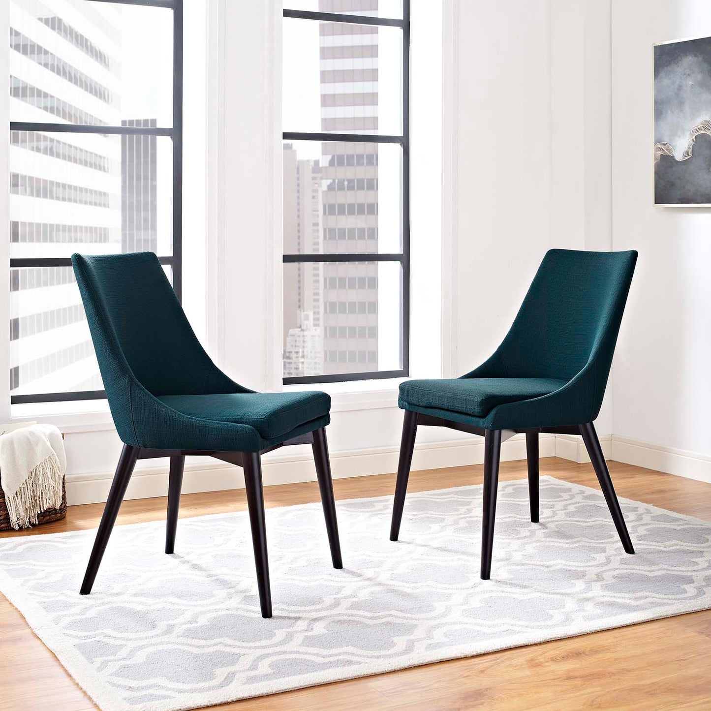 Viscount Dining Side Chair Fabric Set of 2 Azure EEI-2745-AZU-SET