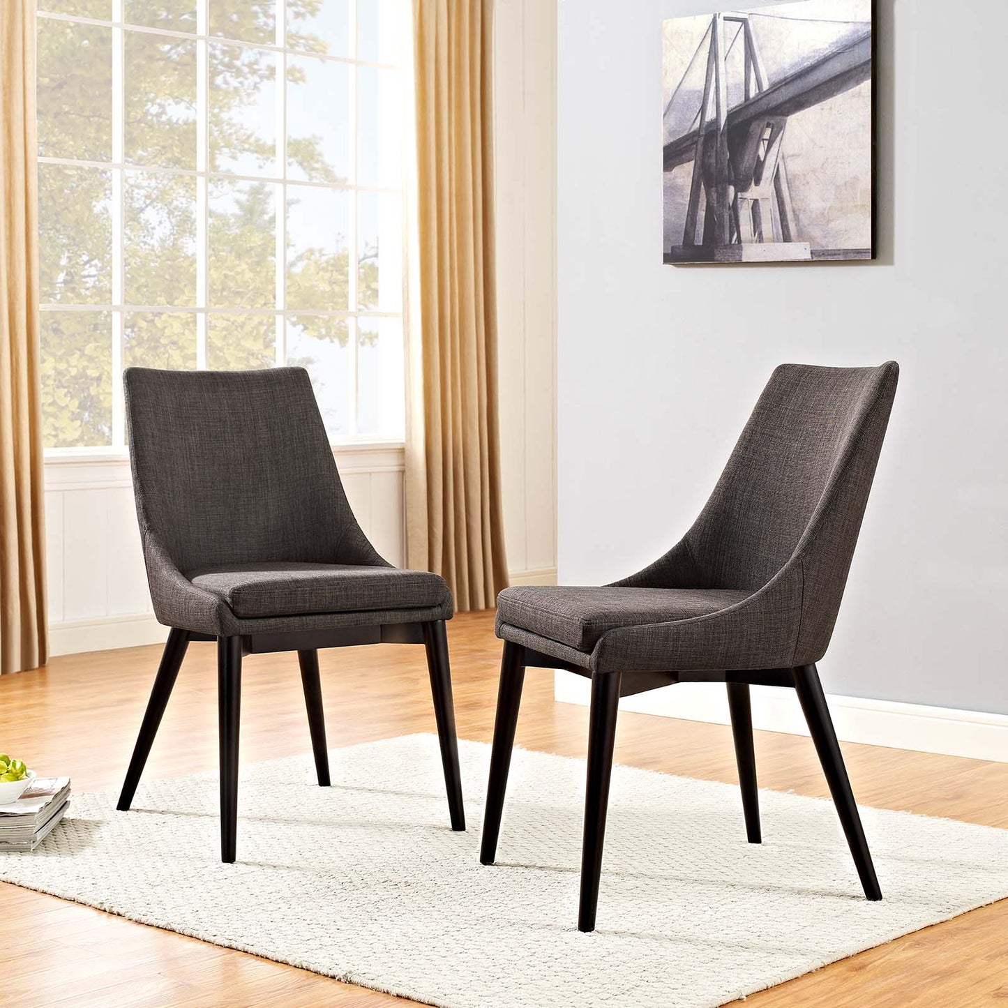 Viscount Dining Side Chair Fabric Set of 2 Brown EEI-2745-BRN-SET