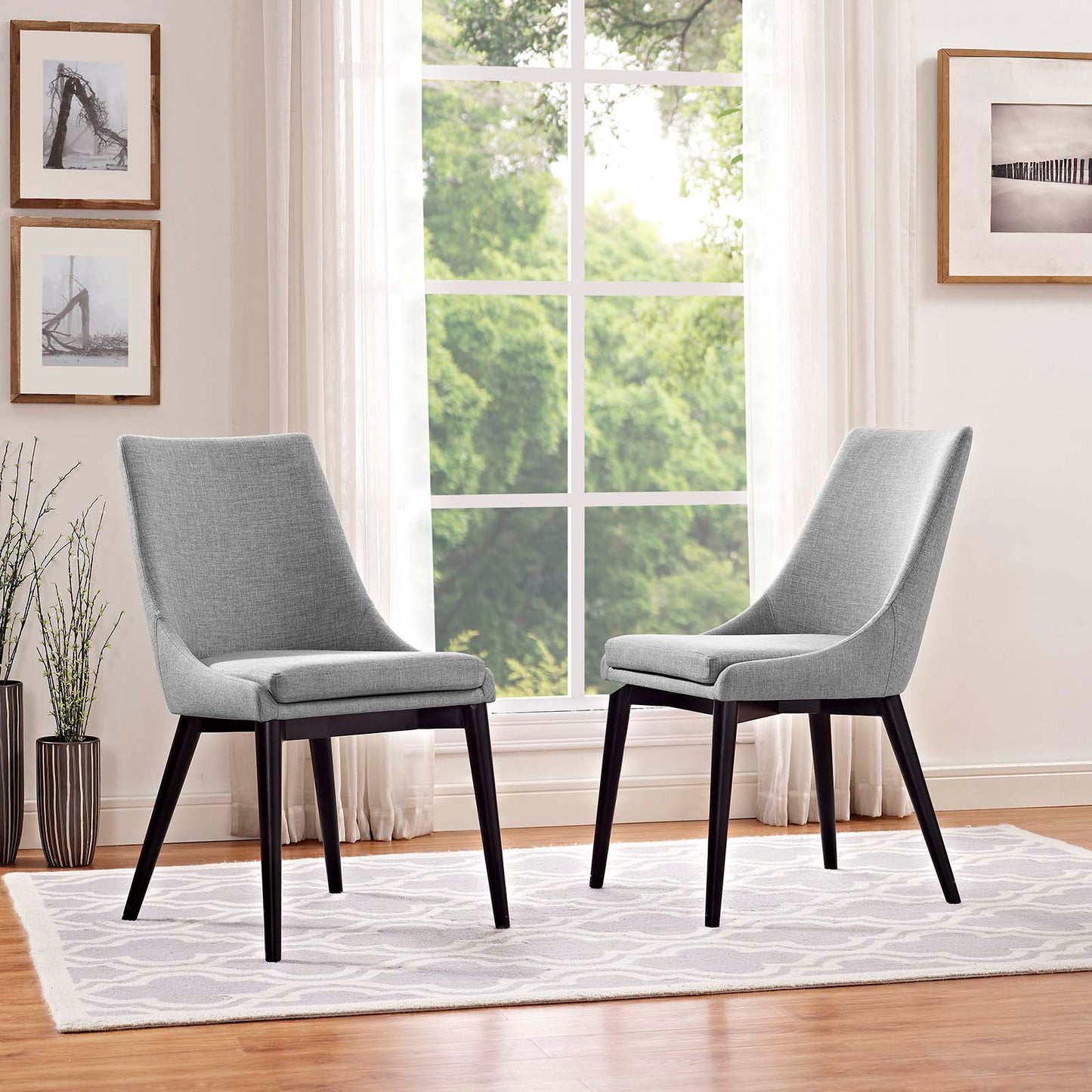 Viscount Dining Side Chair Fabric Set of 2 Light Gray EEI-2745-LGR-SET