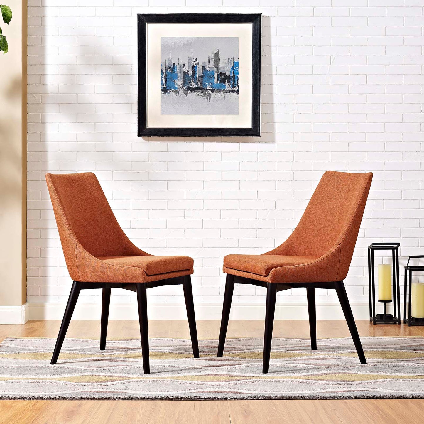 Viscount Dining Side Chair Fabric Set of 2 Orange EEI-2745-ORA-SET