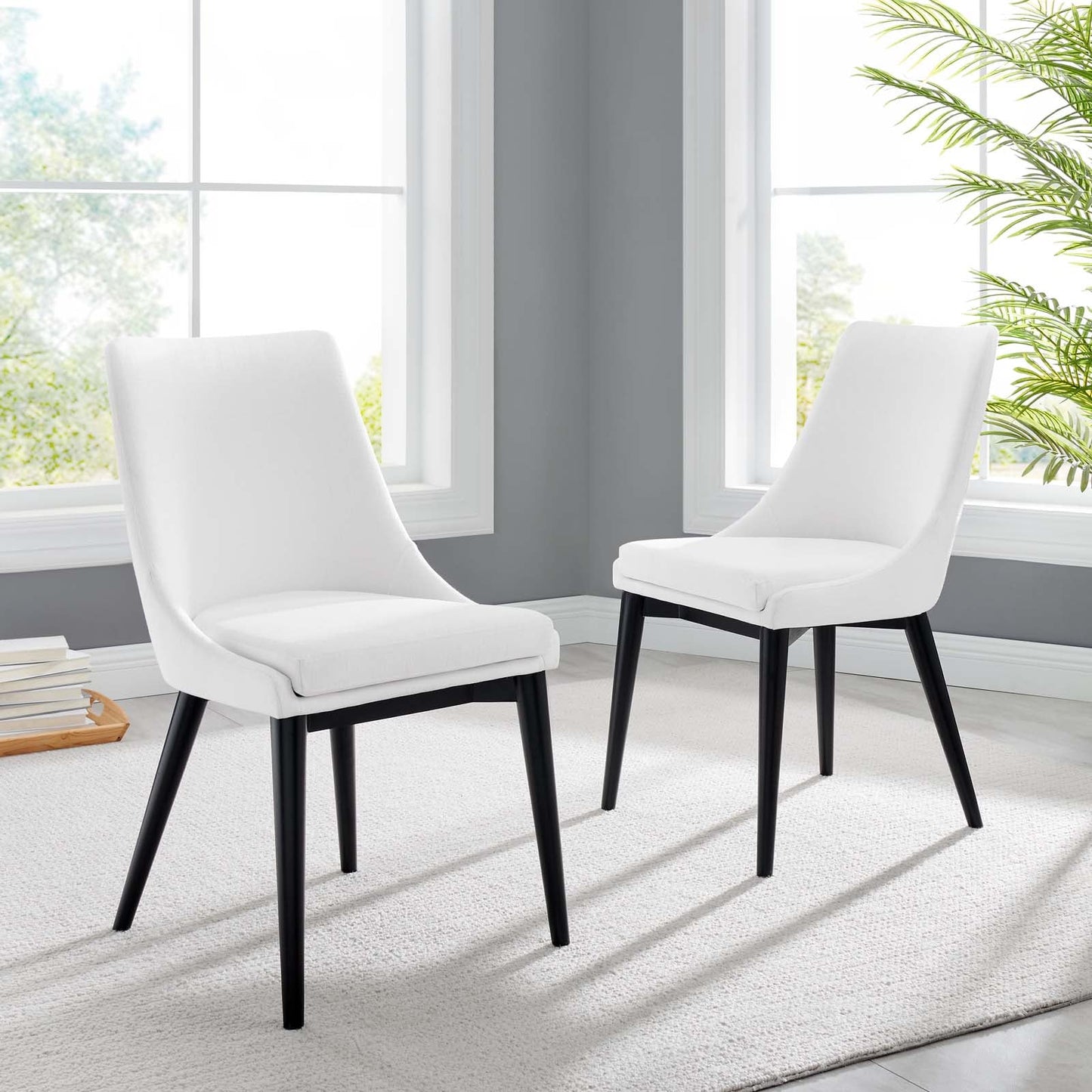 Viscount Dining Side Chair Fabric Set of 2 White EEI-2745-WHI-SET