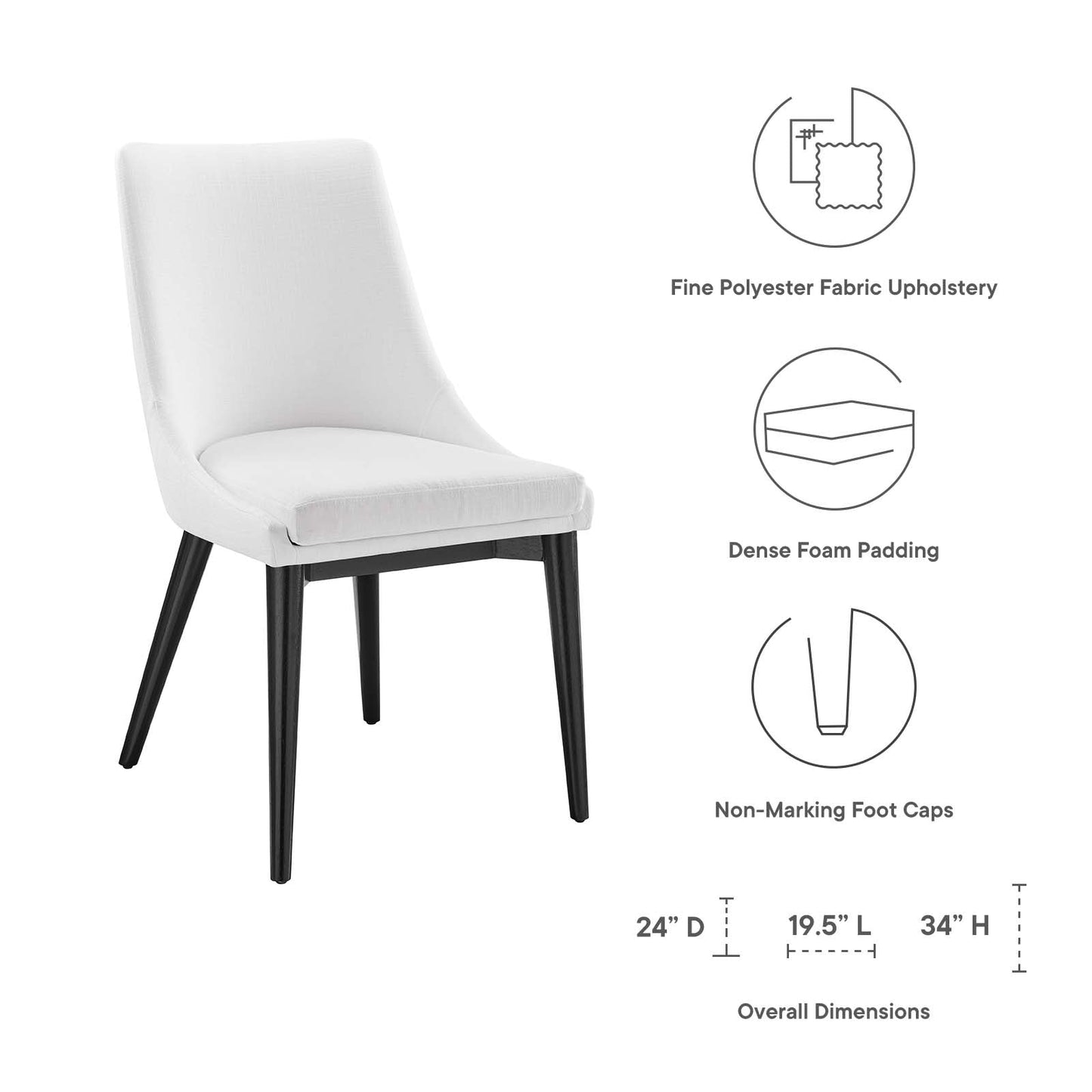 Viscount Dining Side Chair Fabric Set of 2 White EEI-2745-WHI-SET