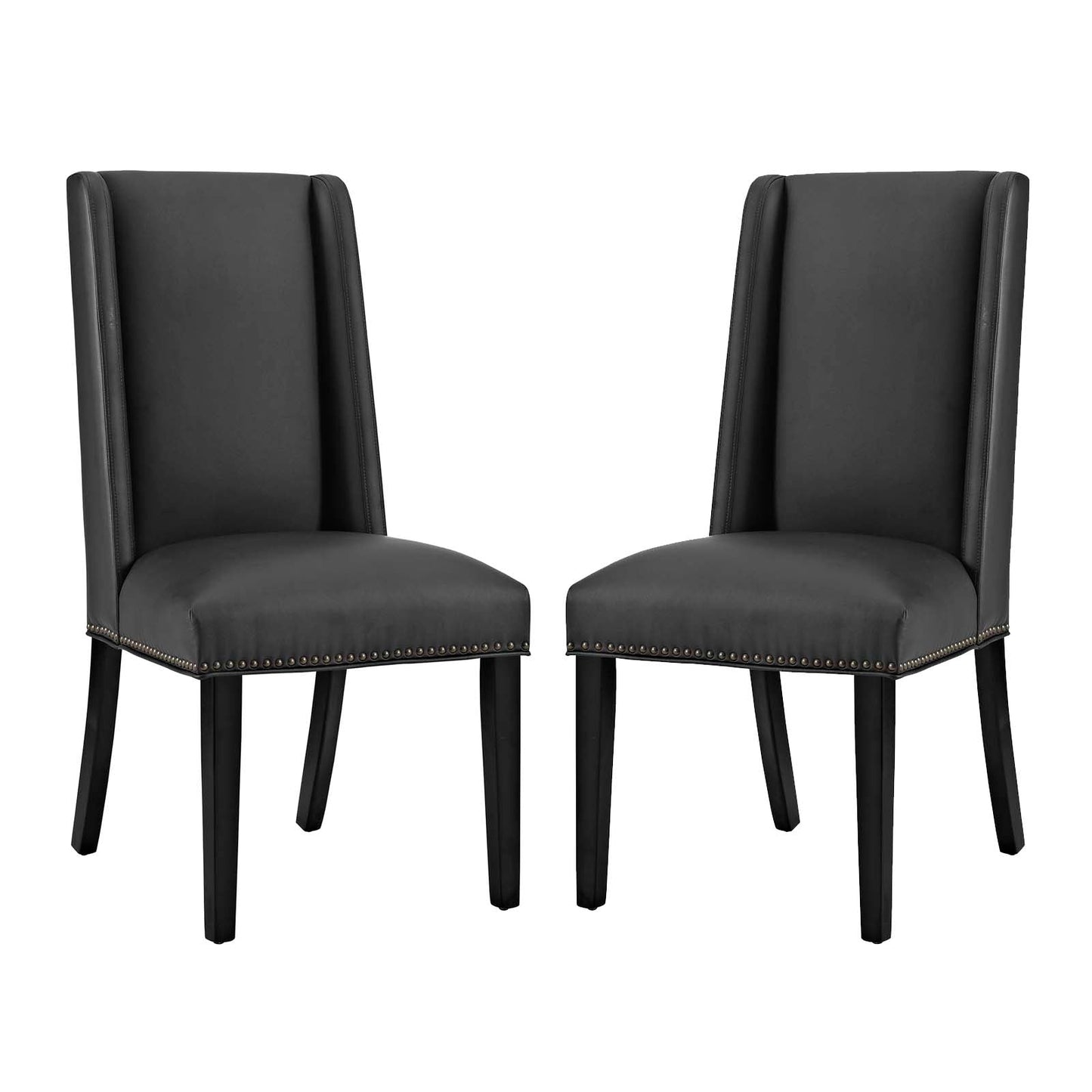 Baron Dining Chair Vinyl Set of 2 Black EEI-2747-BLK-SET