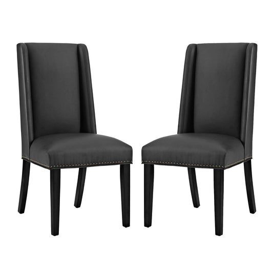 Baron Dining Chair Vinyl Set of 2 Black EEI-2747-BLK-SET