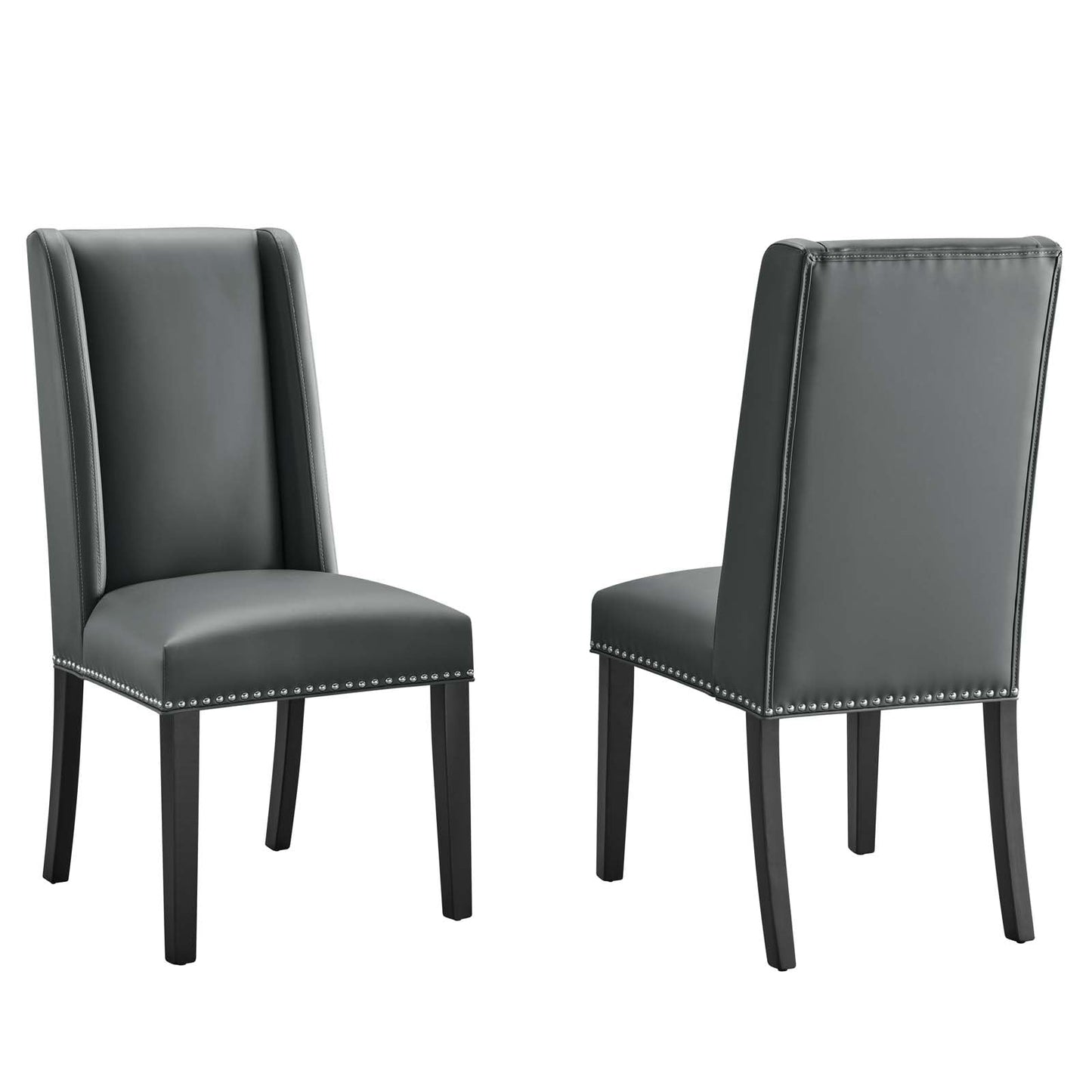 Baron Dining Chair Vinyl Set of 2 Gray EEI-2747-GRY-SET