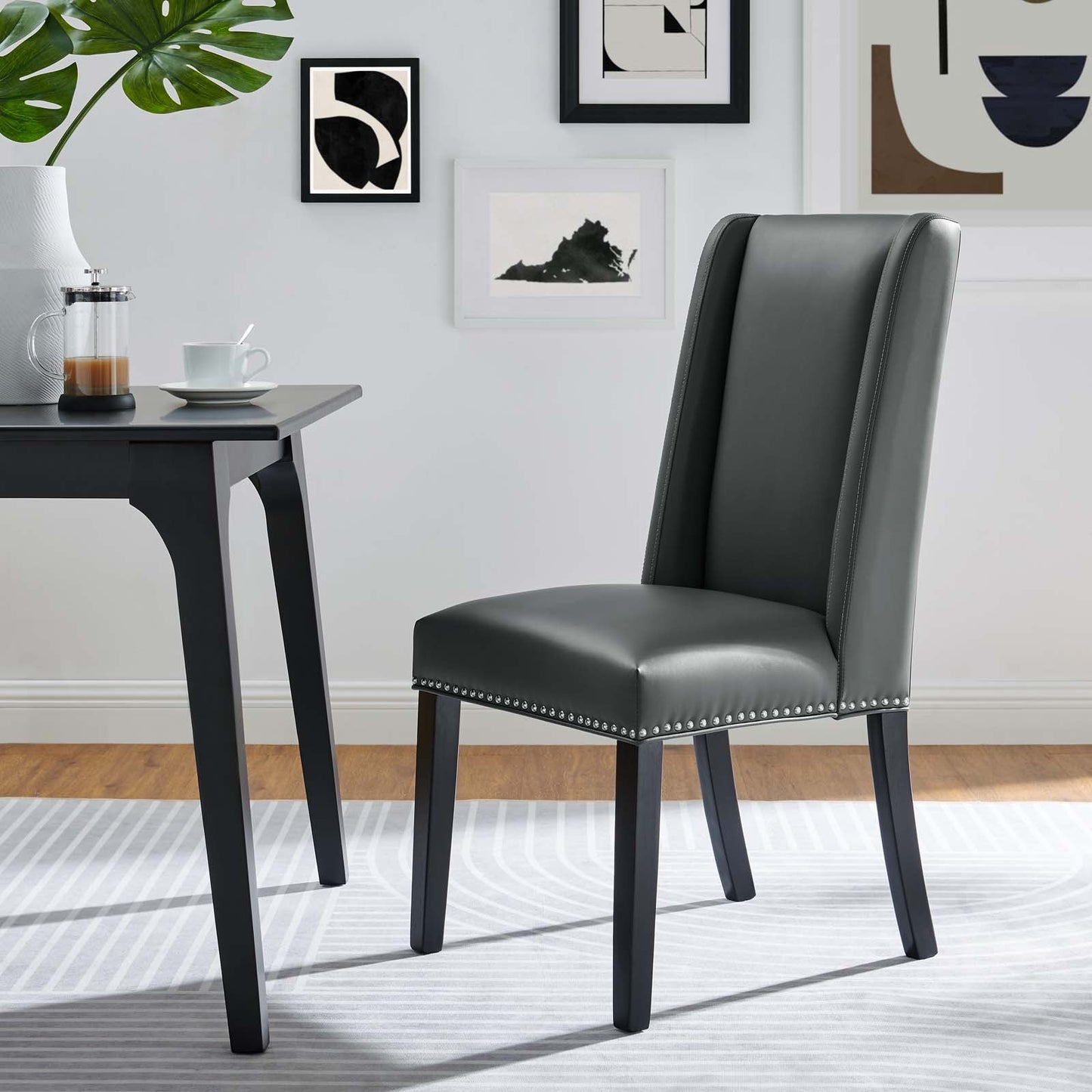 Baron Dining Chair Vinyl Set of 2 Gray EEI-2747-GRY-SET