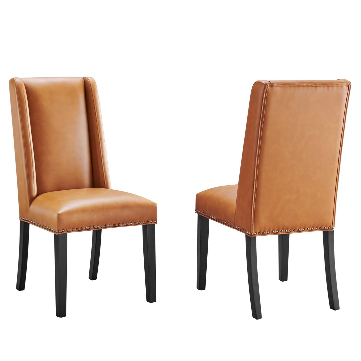 Baron Dining Chair Vinyl Set of 2 Tan EEI-2747-TAN-SET