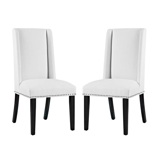 Baron Dining Chair Vinyl Set of 2 White EEI-2747-WHI-SET