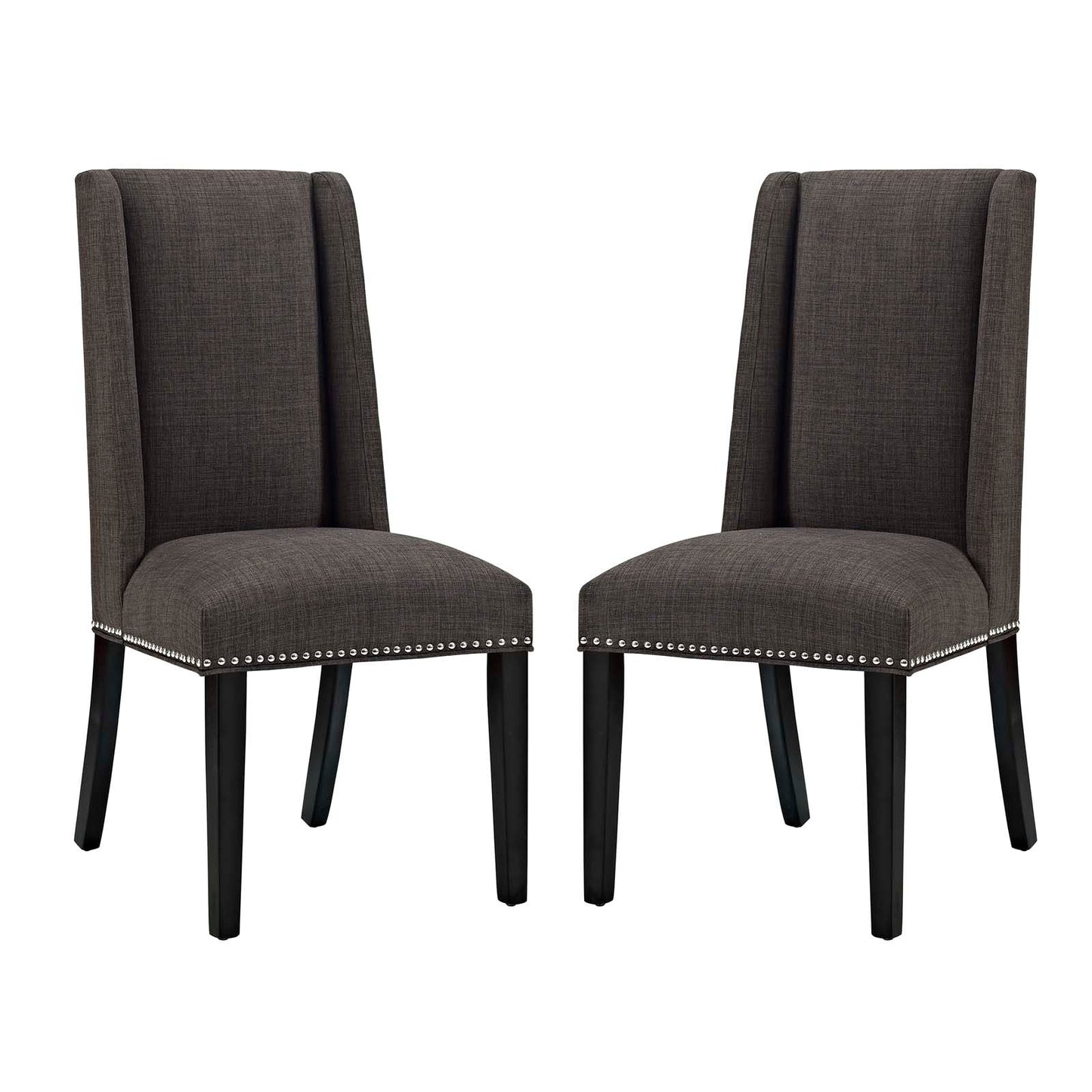 Baron Dining Chair Fabric Set of 2 Brown EEI-2748-BRN-SET