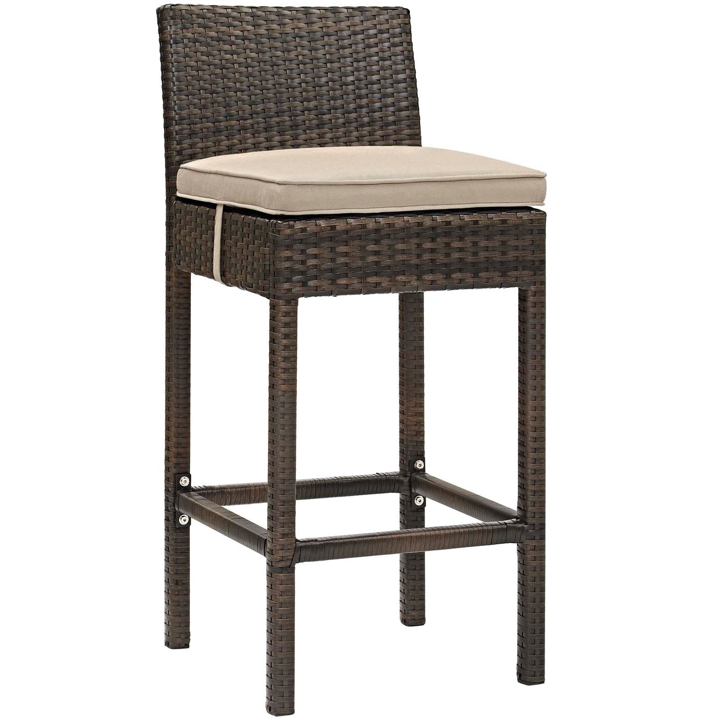 Conduit Outdoor Patio Wicker Rattan Bar Stool Brown Beige EEI-2799-BRN-BEI