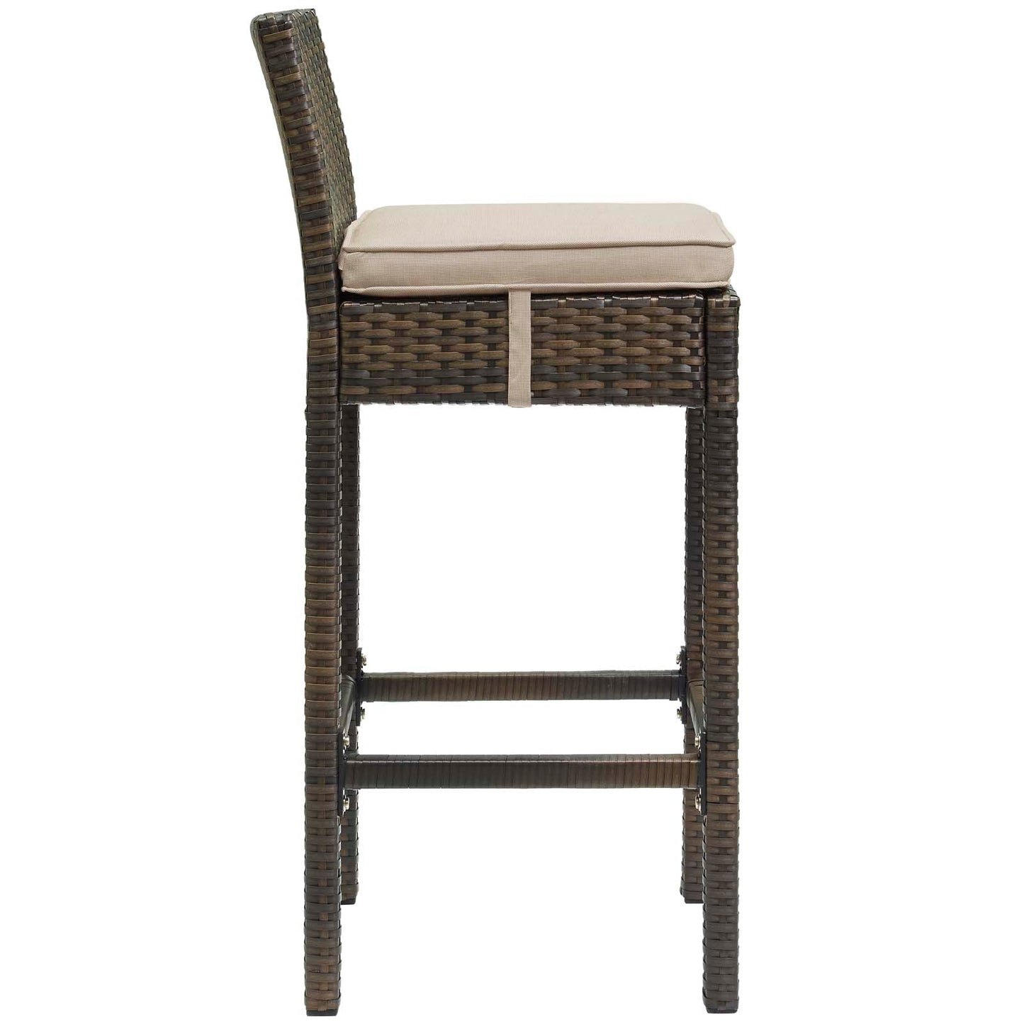 Conduit Outdoor Patio Wicker Rattan Bar Stool Brown Beige EEI-2799-BRN-BEI