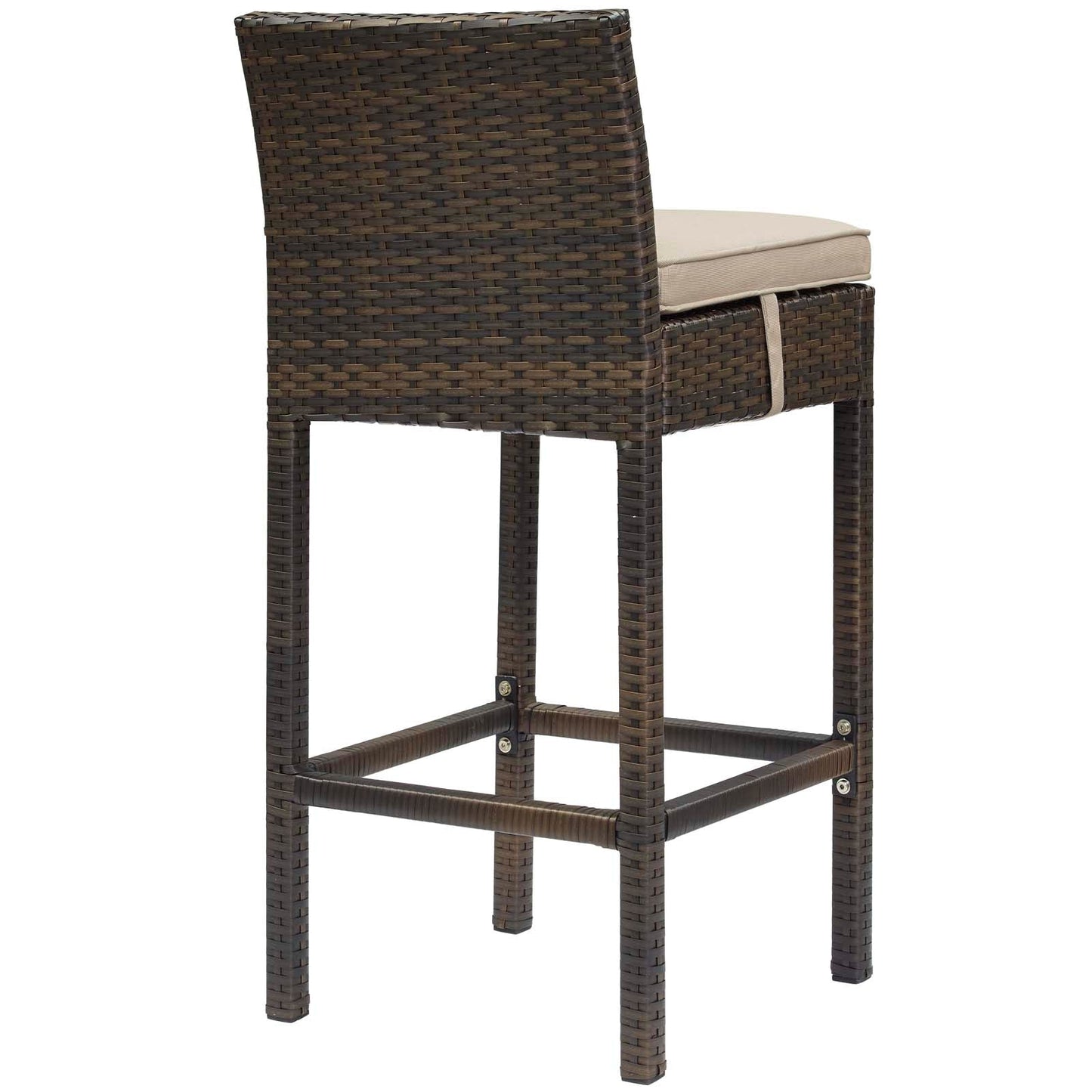 Conduit Outdoor Patio Wicker Rattan Bar Stool Brown Beige EEI-2799-BRN-BEI