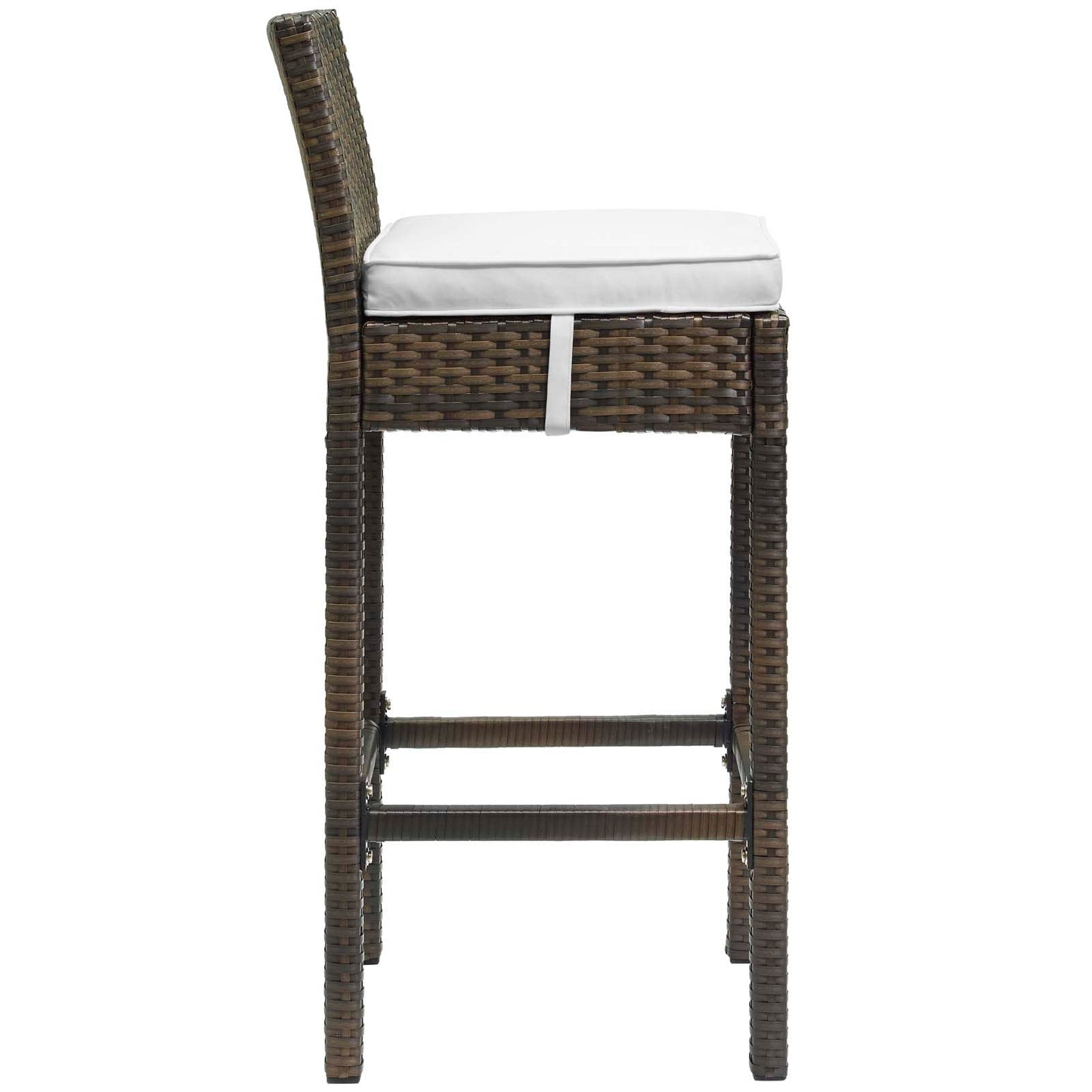 Conduit Outdoor Patio Wicker Rattan Bar Stool Brown White EEI-2799-BRN-WHI