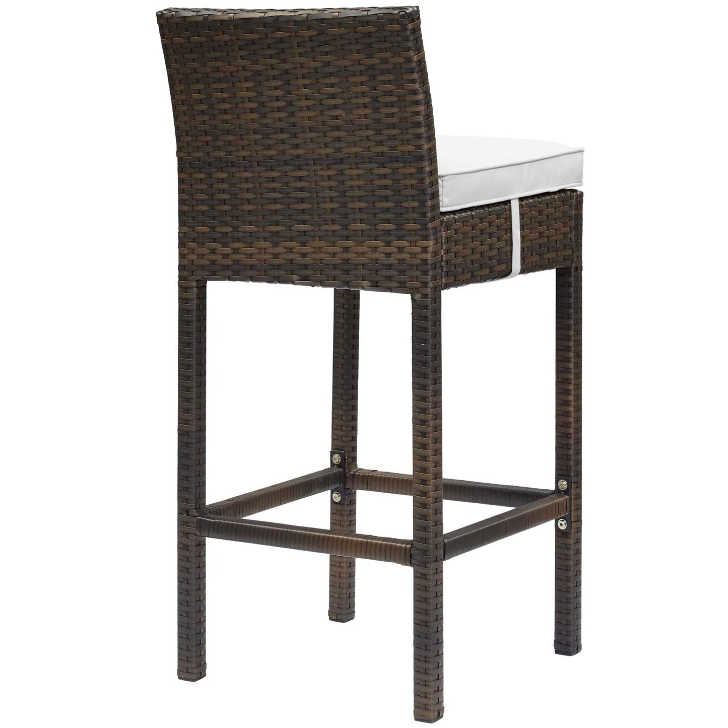 Conduit Outdoor Patio Wicker Rattan Bar Stool Brown White EEI-2799-BRN-WHI