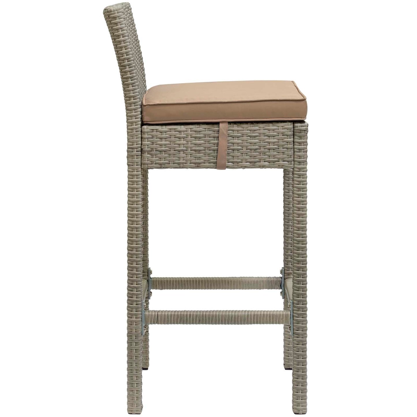 Conduit Outdoor Patio Wicker Rattan Bar Stool Light Gray Mocha EEI-2800-LGR-MOC