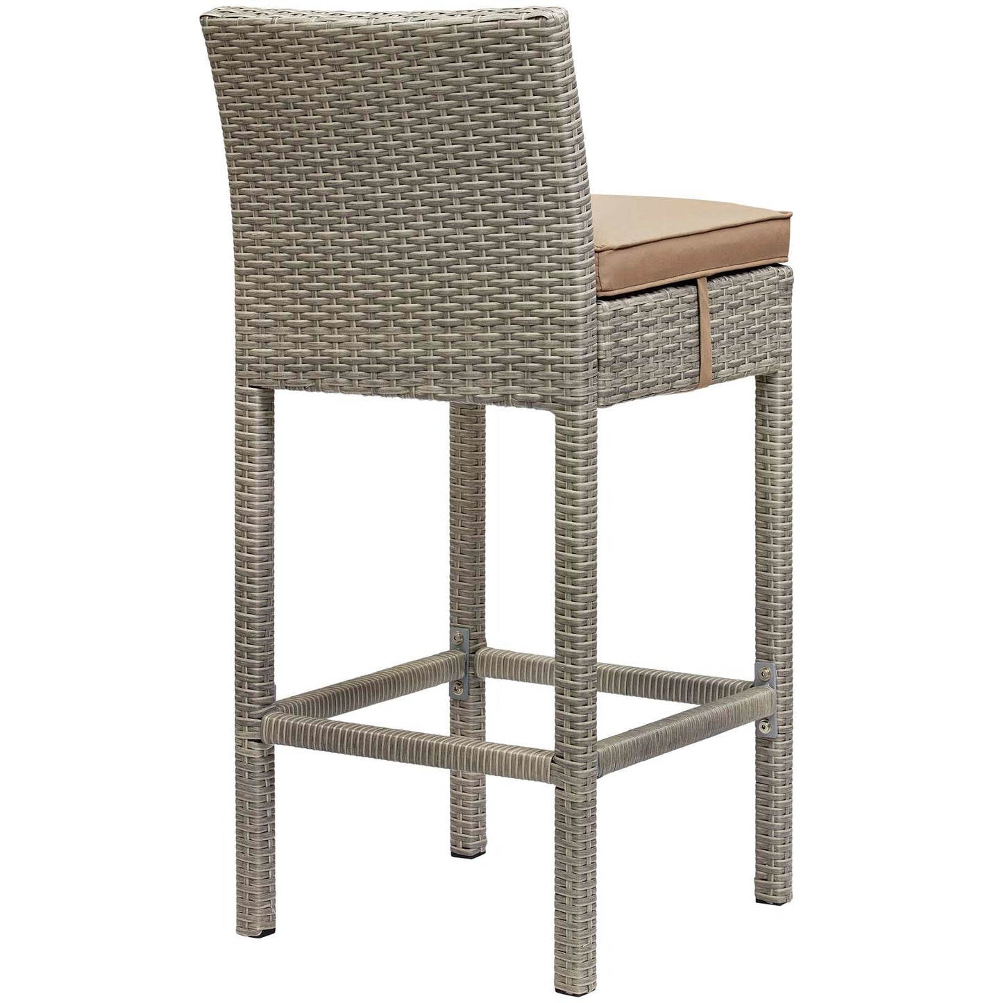 Conduit Outdoor Patio Wicker Rattan Bar Stool Light Gray Mocha EEI-2800-LGR-MOC