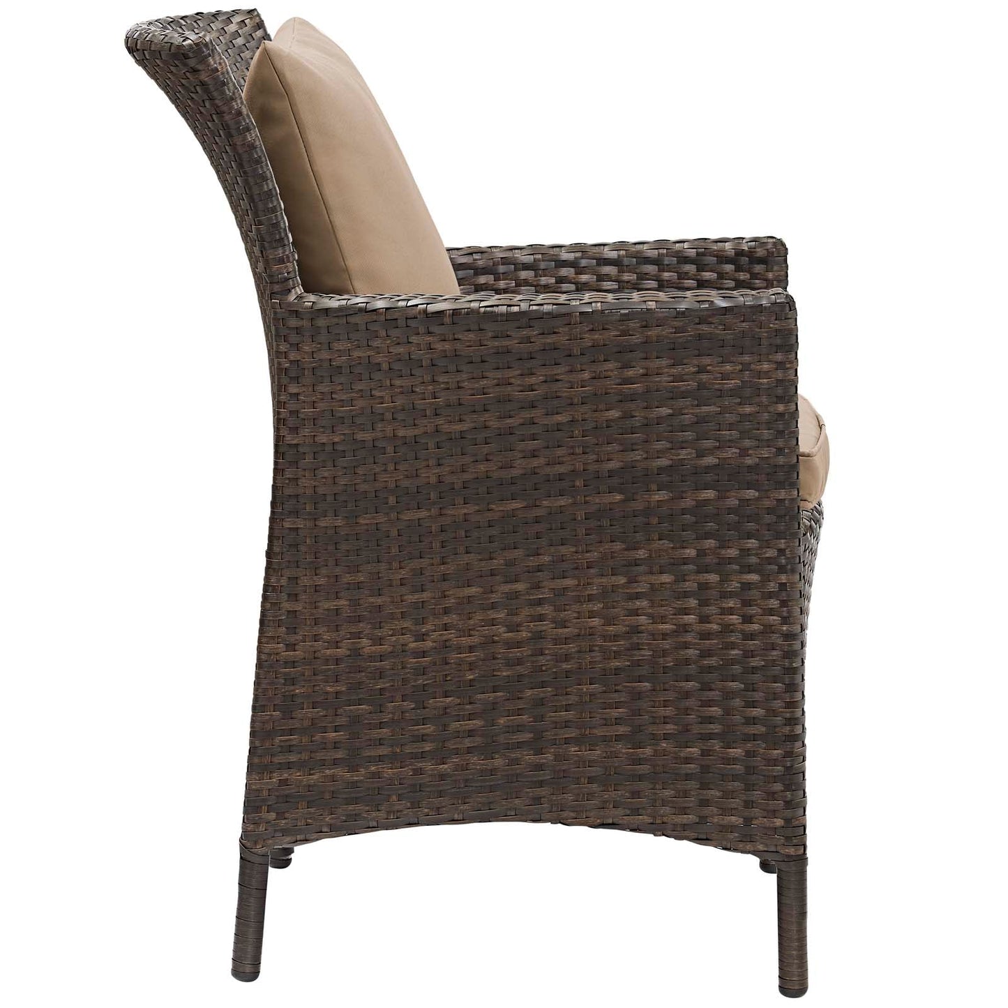 Conduit Outdoor Patio Wicker Rattan Dining Armchair Brown Mocha EEI-2801-BRN-MOC