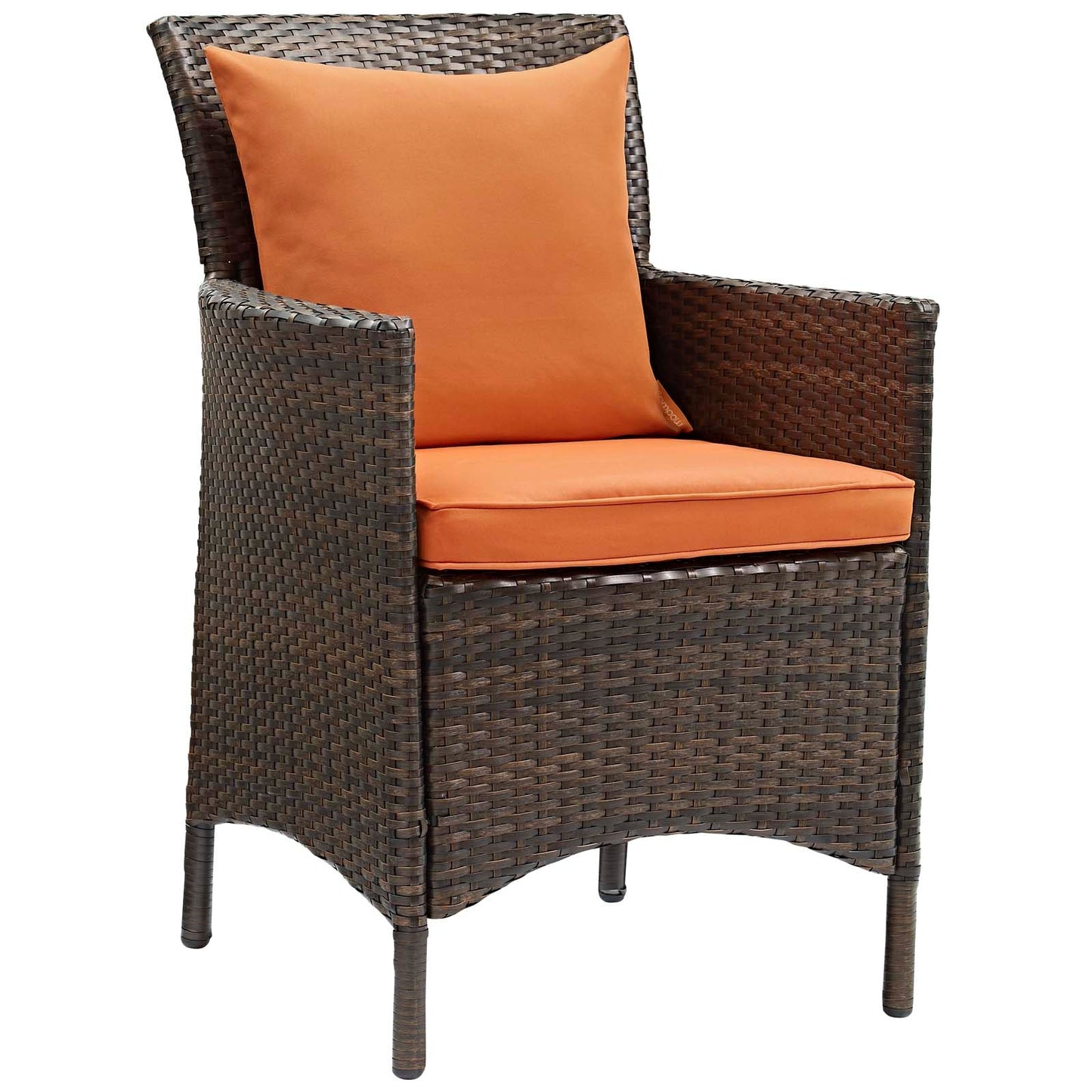 Conduit Outdoor Patio Wicker Rattan Dining Armchair Brown Orange EEI-2801-BRN-ORA