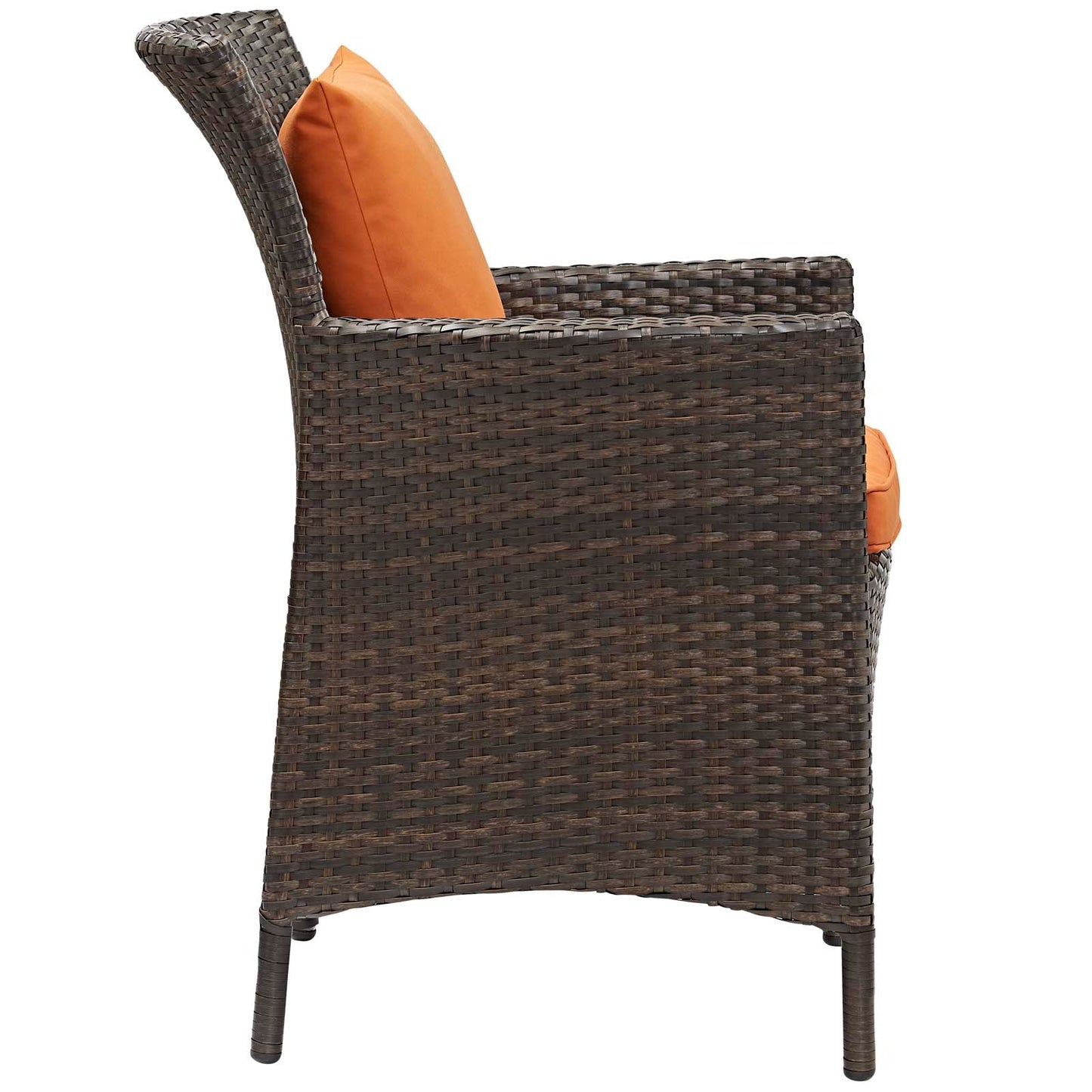 Conduit Outdoor Patio Wicker Rattan Dining Armchair Brown Orange EEI-2801-BRN-ORA