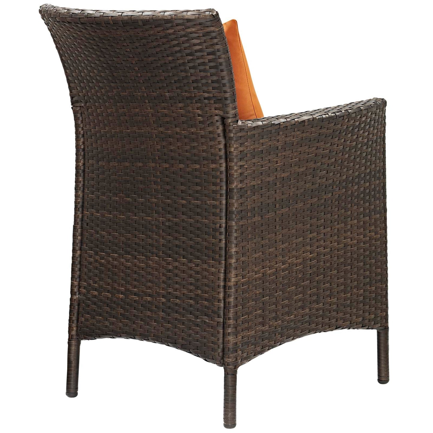 Conduit Outdoor Patio Wicker Rattan Dining Armchair Brown Orange EEI-2801-BRN-ORA