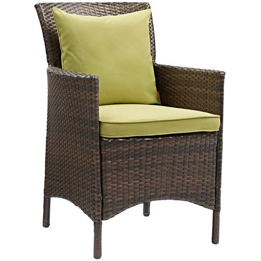 Conduit Outdoor Patio Wicker Rattan Dining Armchair Brown Peridot EEI-2801-BRN-PER