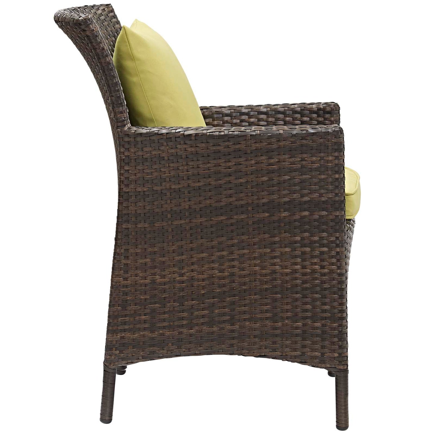 Conduit Outdoor Patio Wicker Rattan Dining Armchair Brown Peridot EEI-2801-BRN-PER