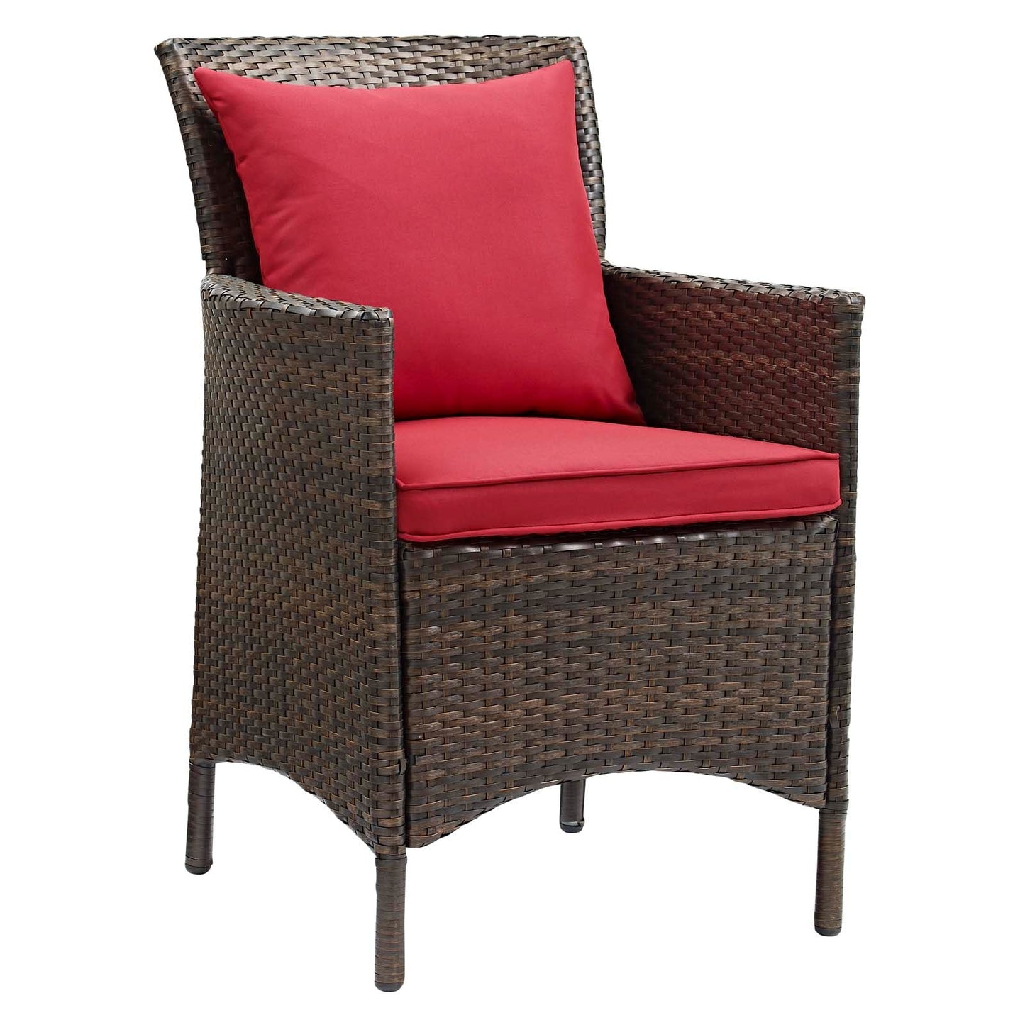 Conduit Outdoor Patio Wicker Rattan Dining Armchair Brown Red EEI-2801-BRN-RED